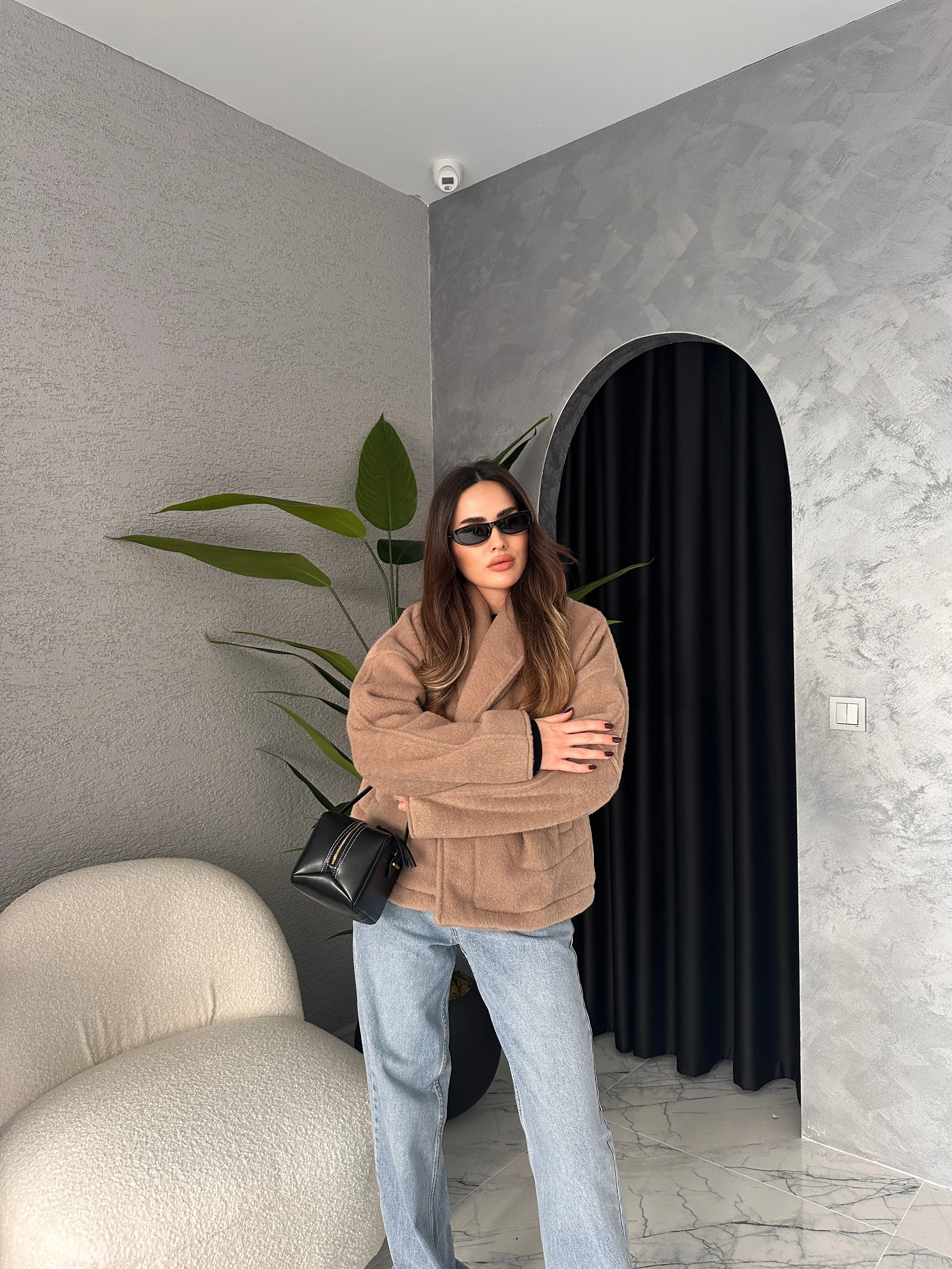 Vizon Şal Yaka Kaşe Mont