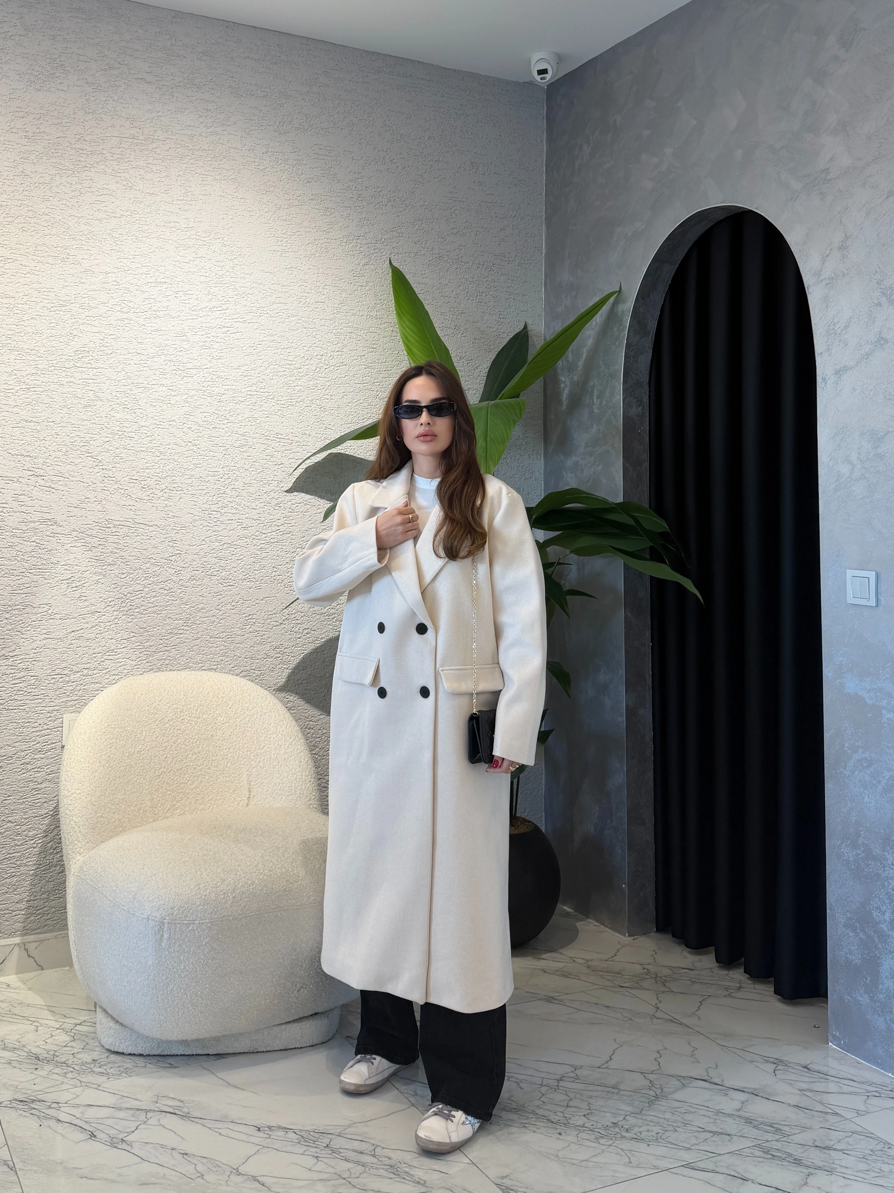 ZR Model Kruvaze Kaşe Kaban - Taş