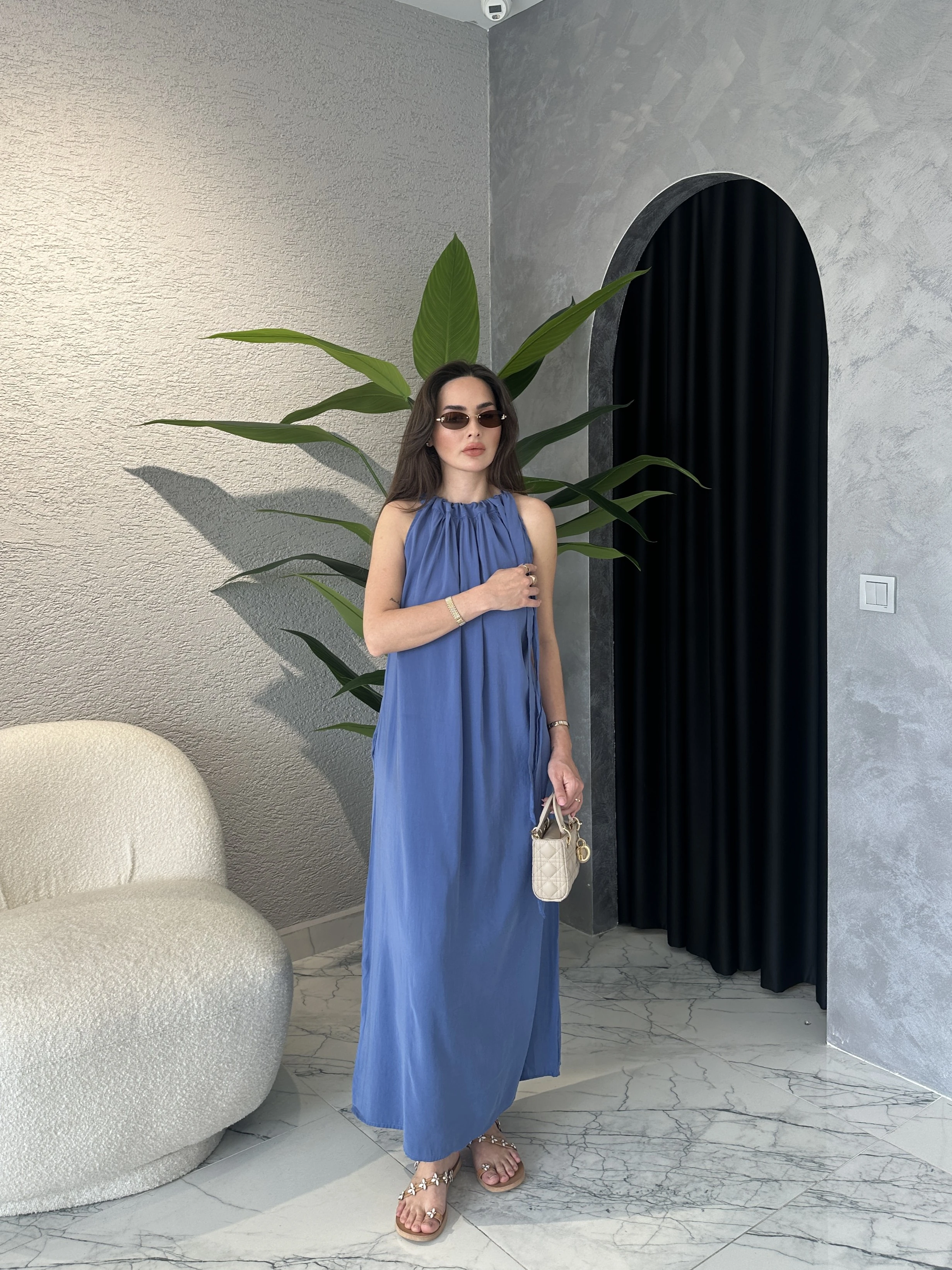 Tencel Modal Boyundan Bağlamalı Elbise