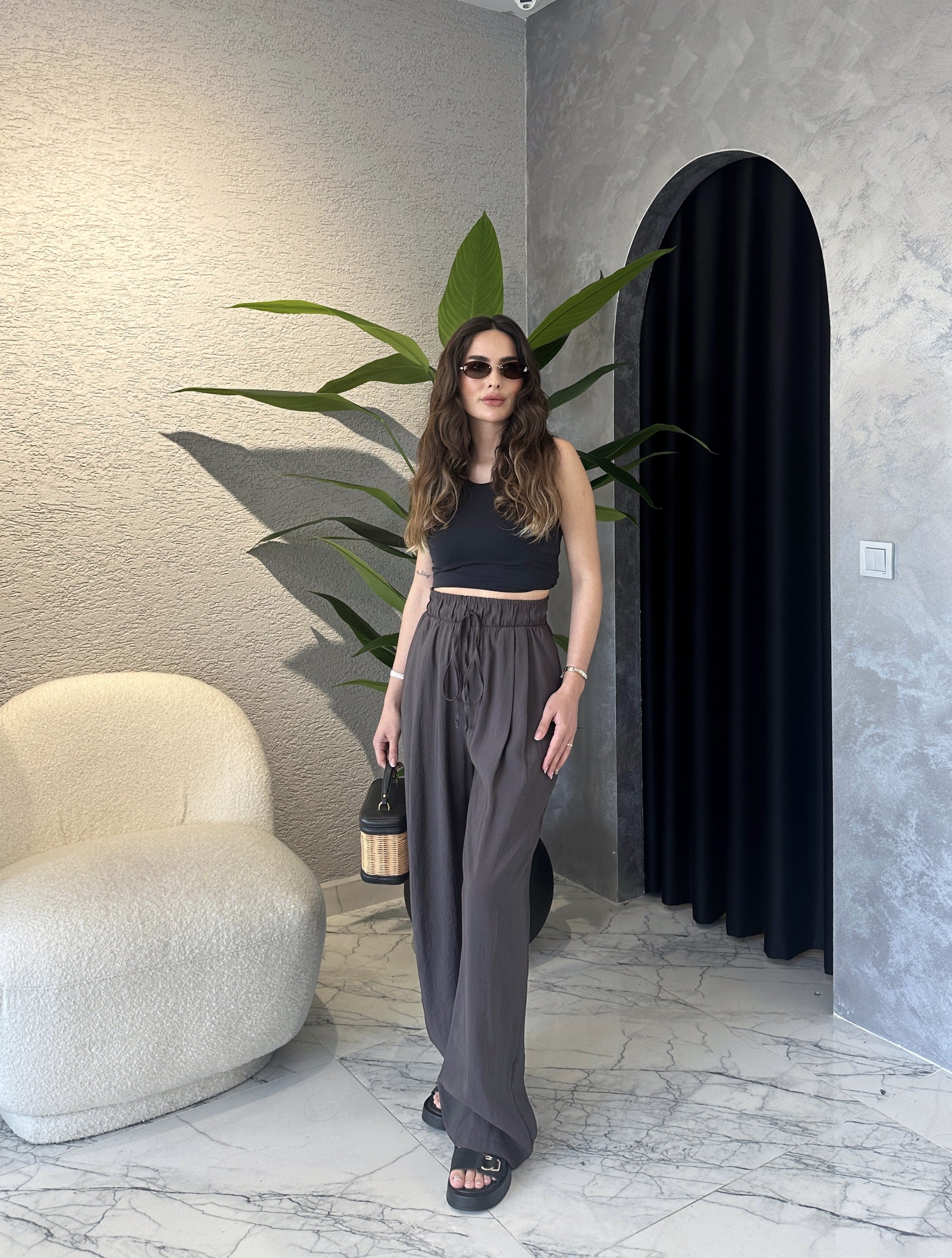 Tencel Modal Kumaş Pileli Dökümlü Pantolon