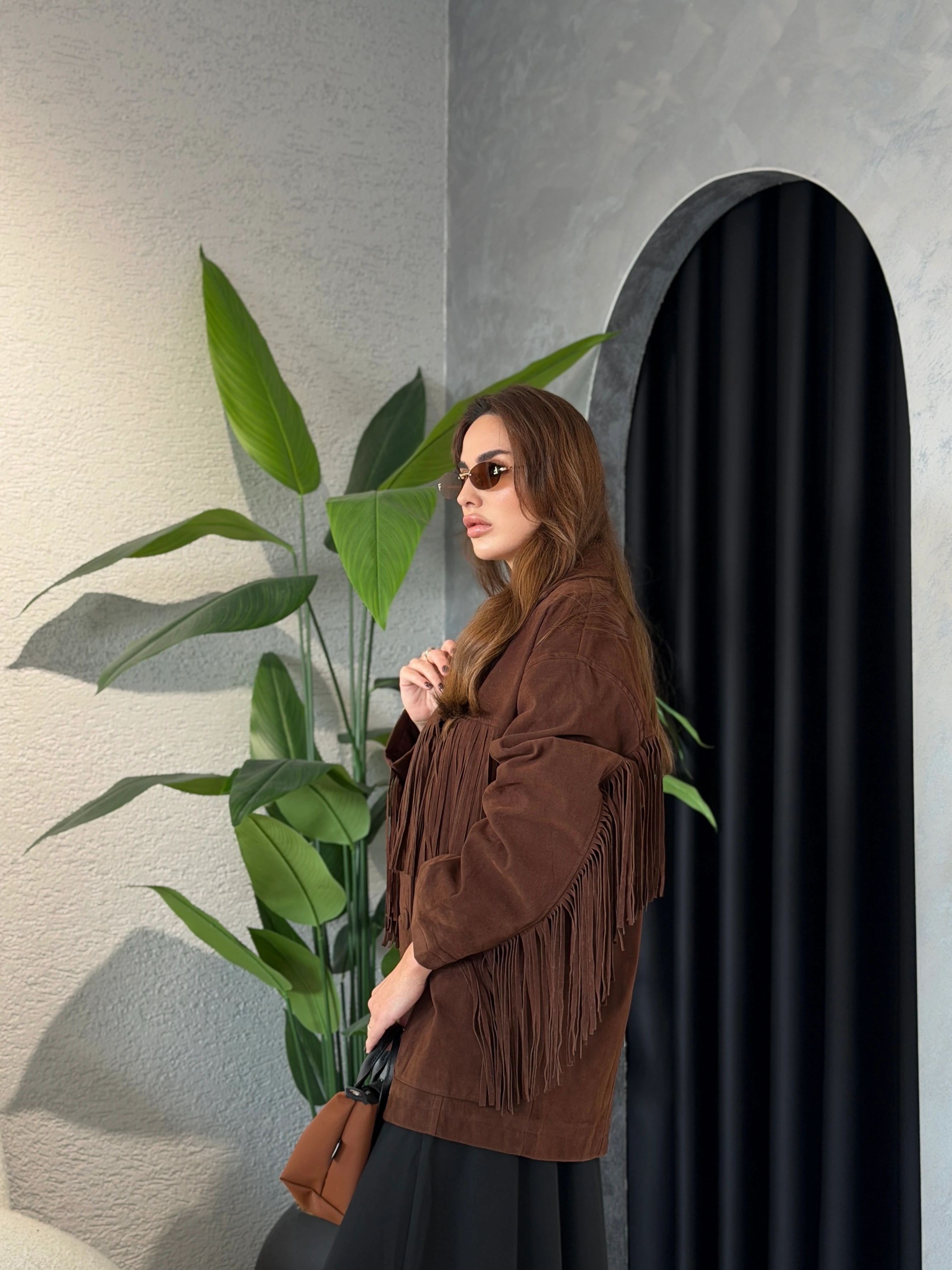 Püskül Detaylı Premium Süet Ceket