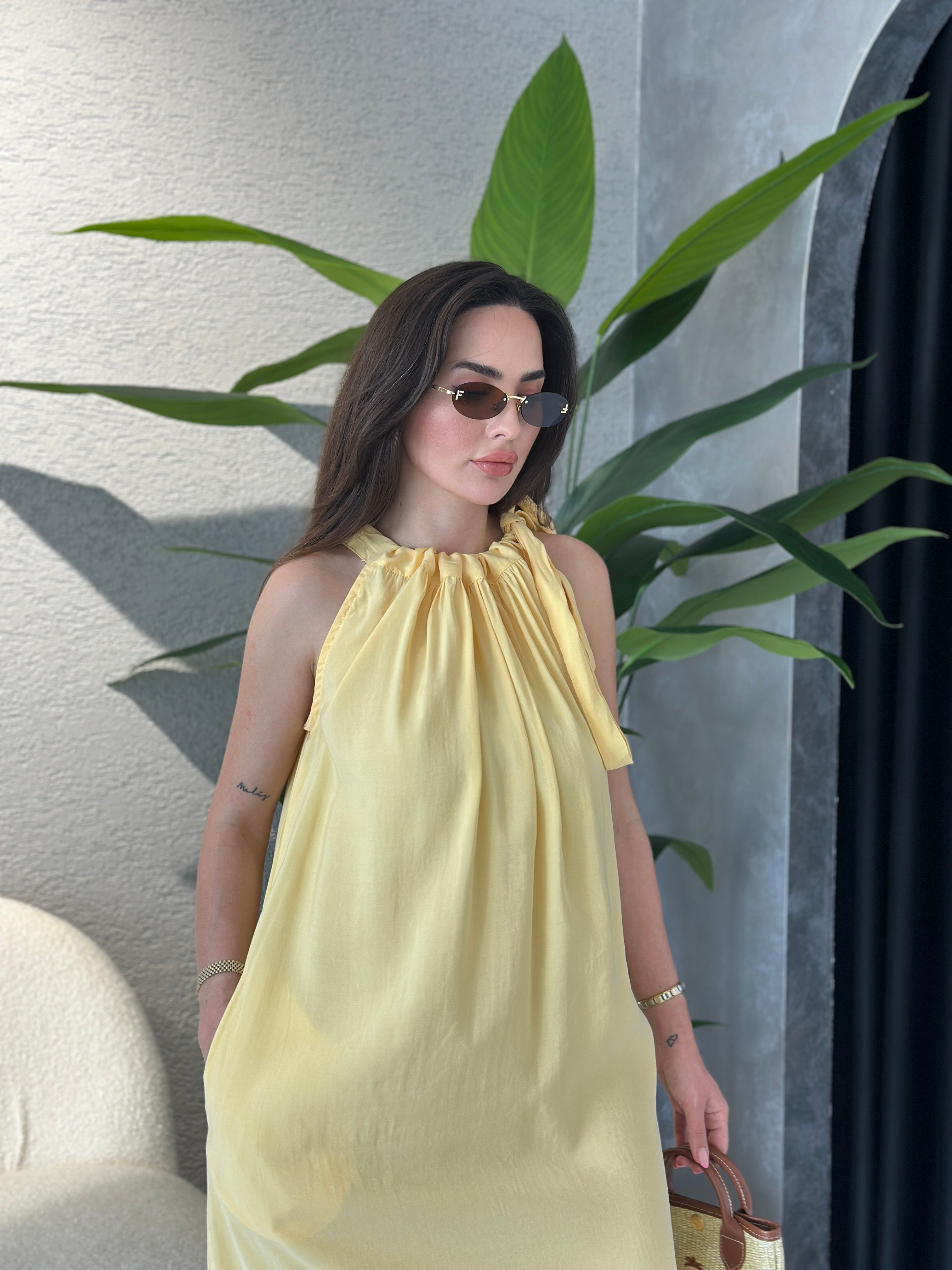 Tencel Modal Boyundan Bağlamalı Elbise