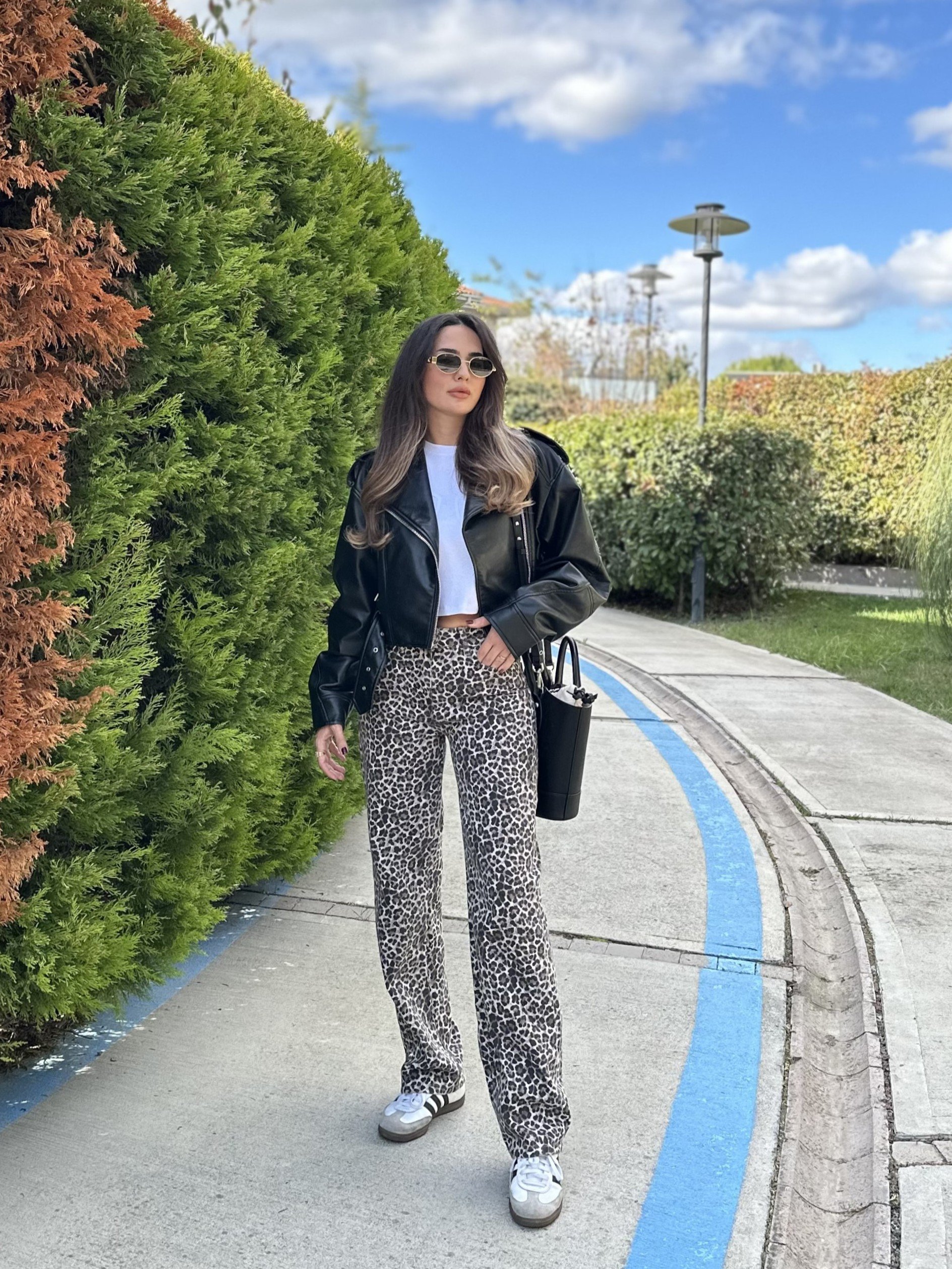 Leopar Desenli Straight Jean