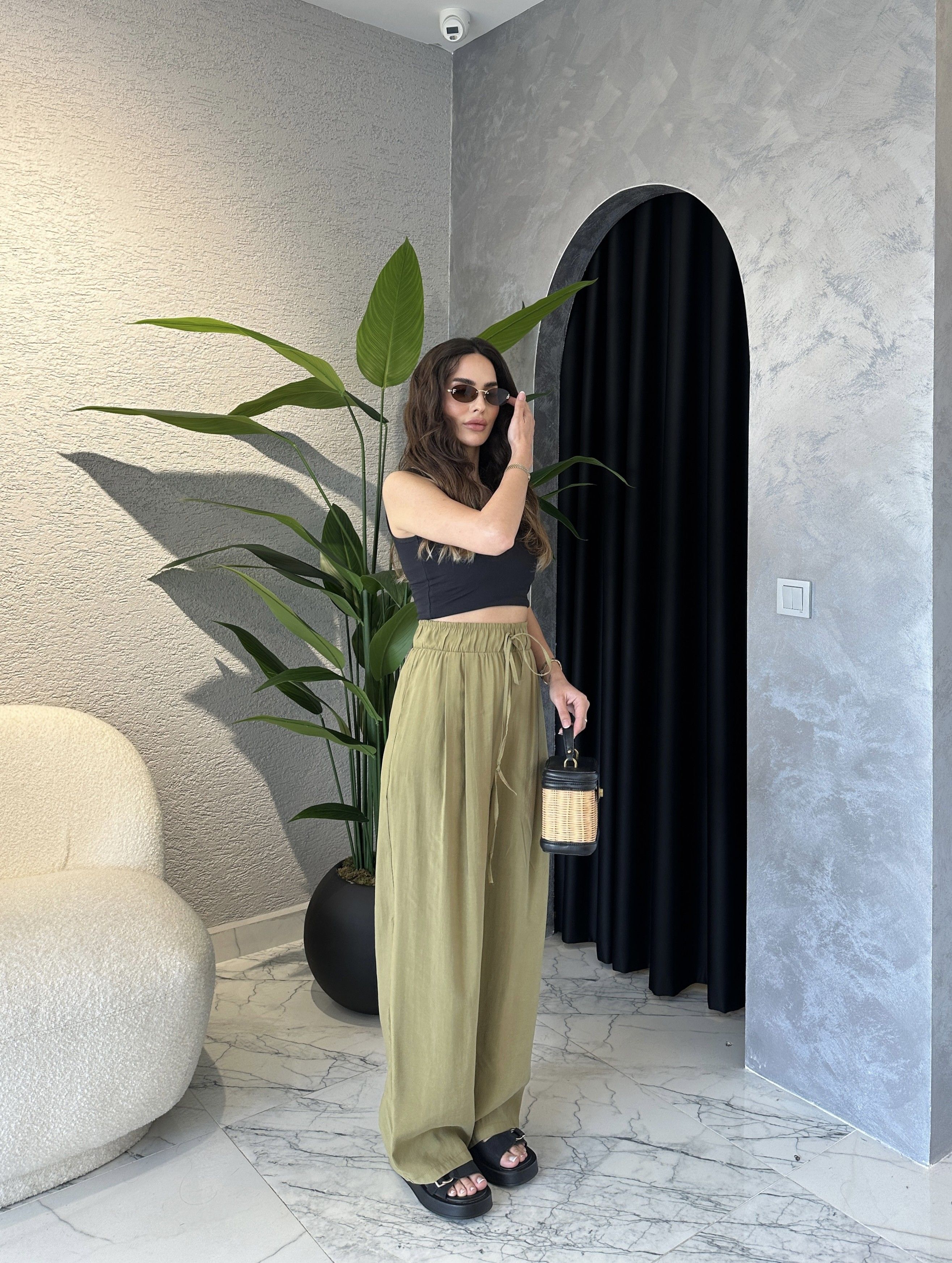 Tencel Modal Kumaş Pileli Dökümlü Pantolon