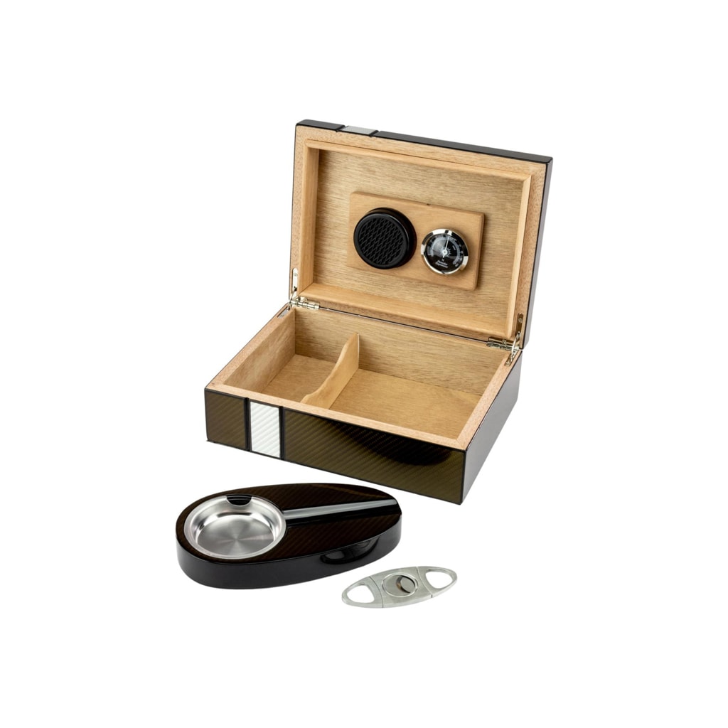 Hauser Carbon Carbon Humidor
  Set Cigar Scissors, Cigar Ashtray 569109