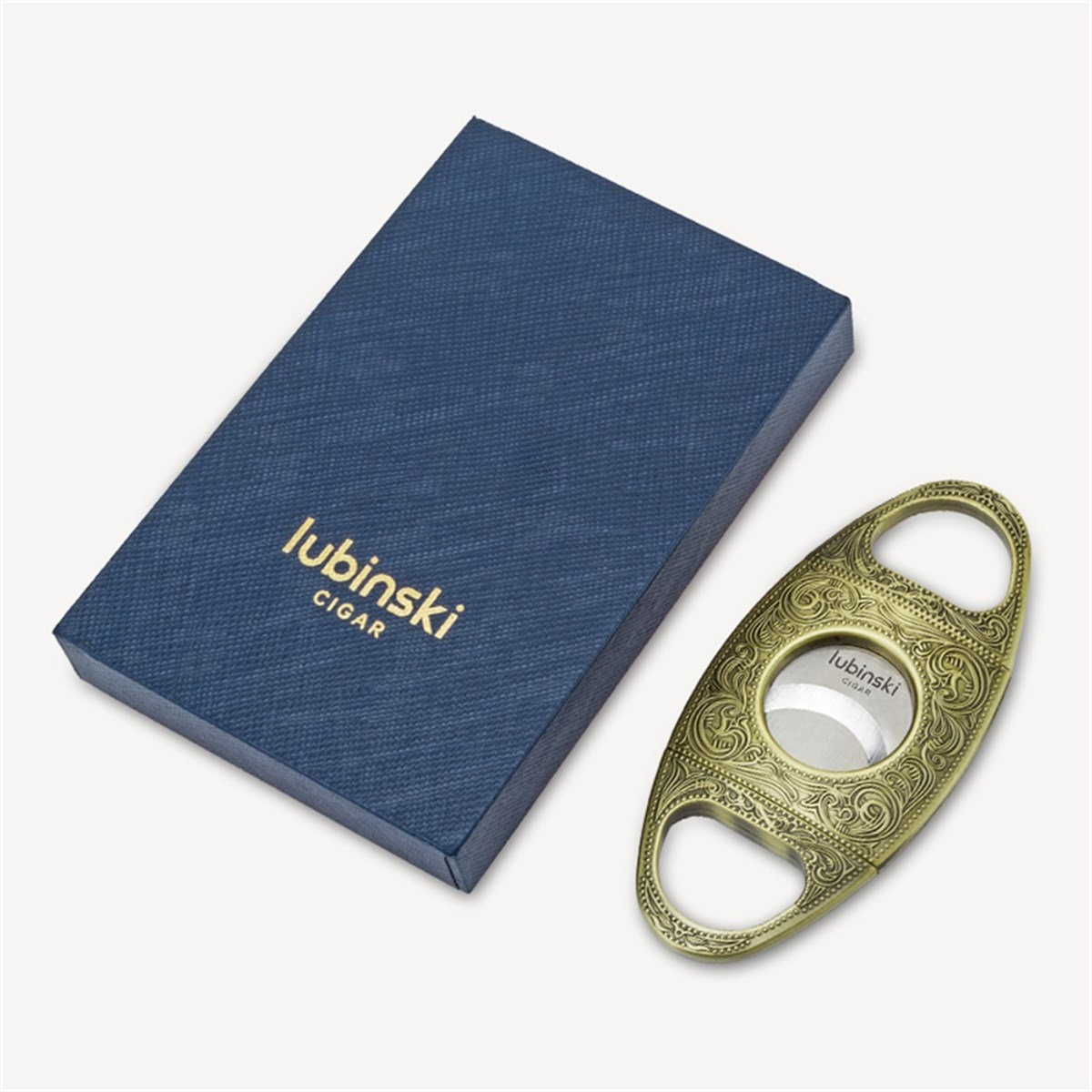 Lubinski Guillotine 60 Ring Stahl Zigarrenschere Gold 9518AT