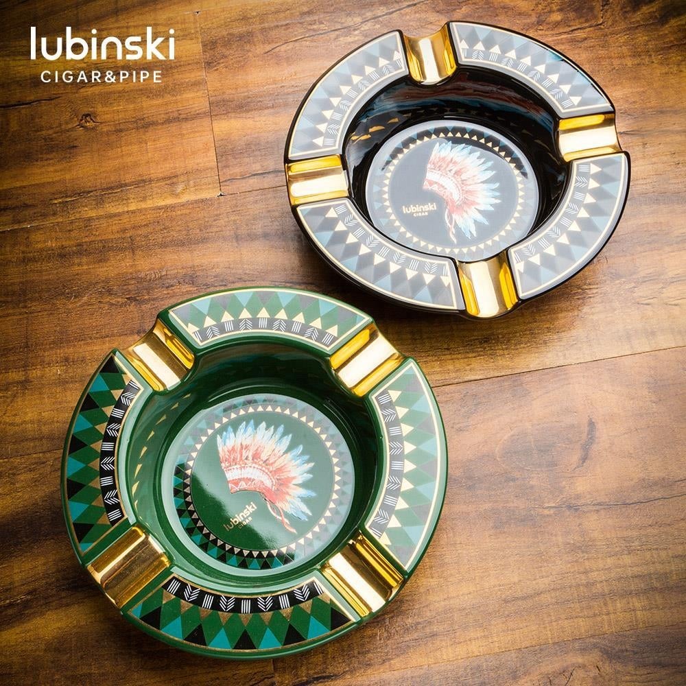 Lubinski Ceramic 4 Cigar Capacity Cigar Ashtray Black 5576AT