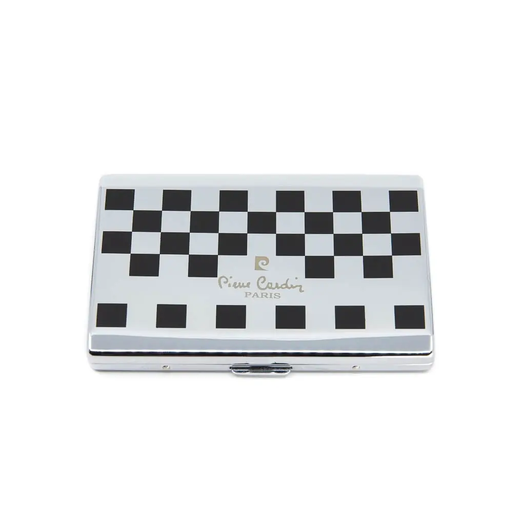 pierre cardin cigarette case Pierre Cardin Checkered Metal Cigarette Case 6 Pieces 800810