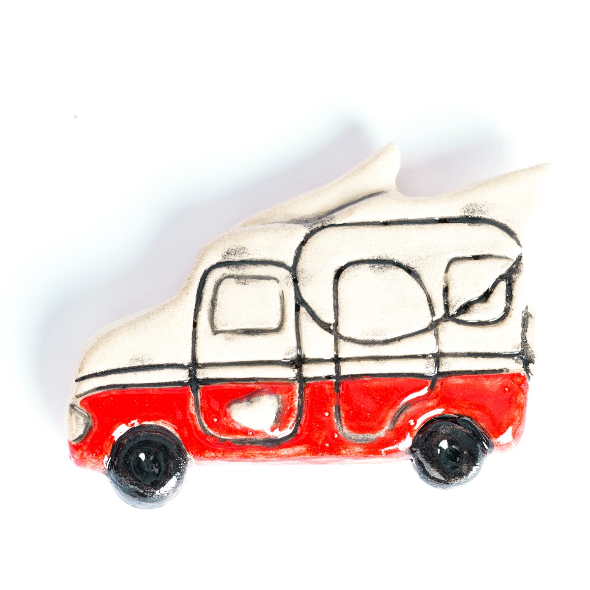Kırmızı Karavan Seramik Magnet