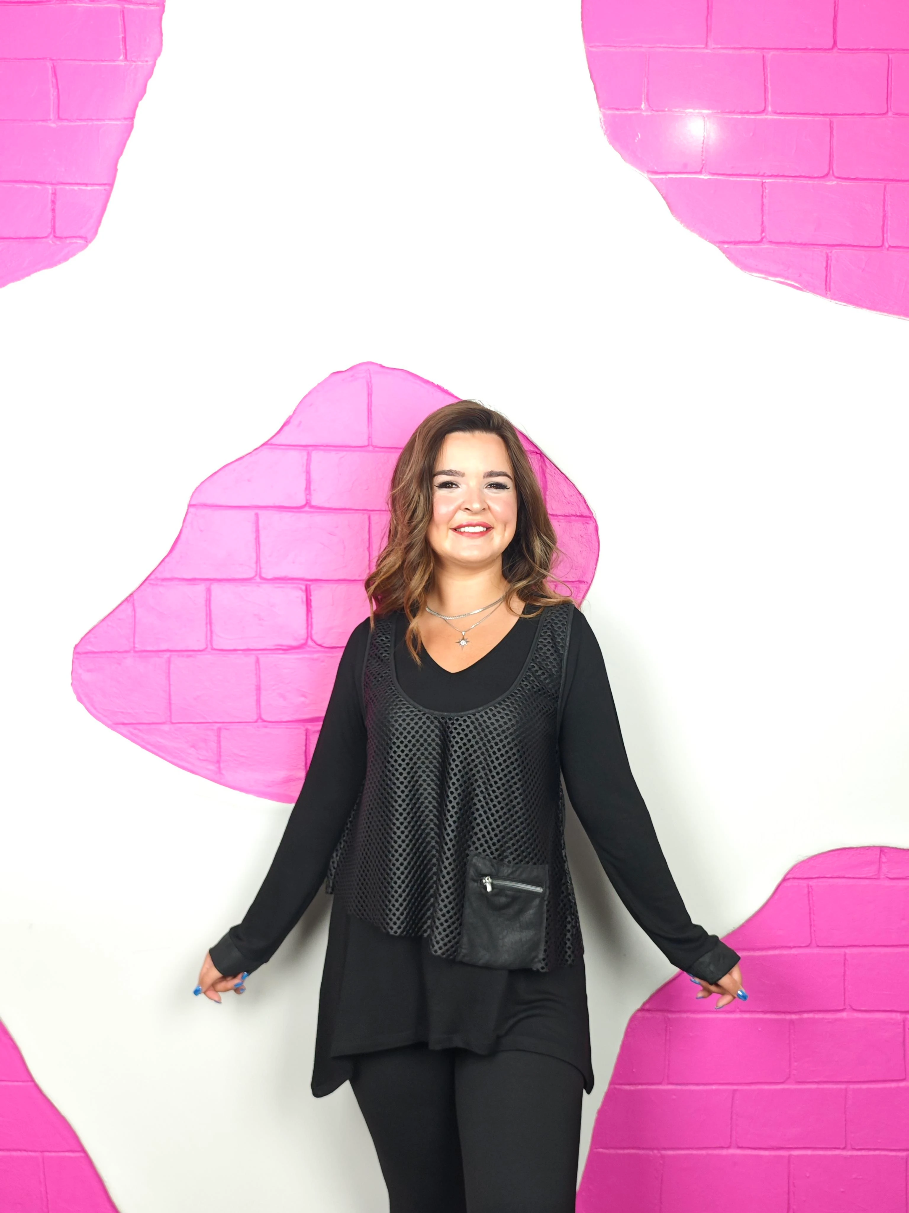 BÜYÜK BEDEN SİYAH YELEKLİ BLUZ