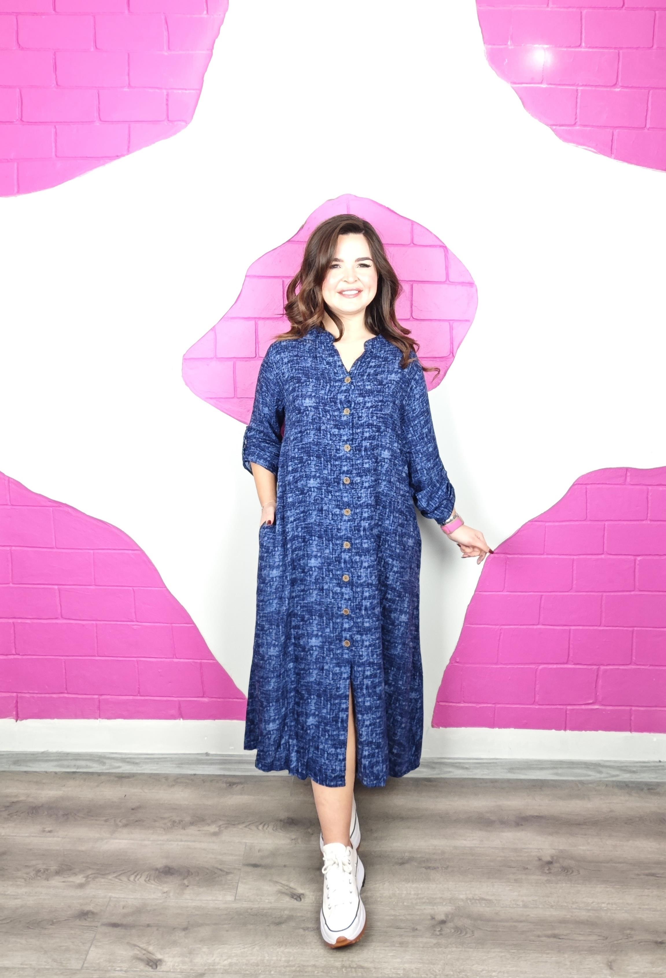 BÜYÜK BEDEN LACİVERT MAKSİ ELBİSE