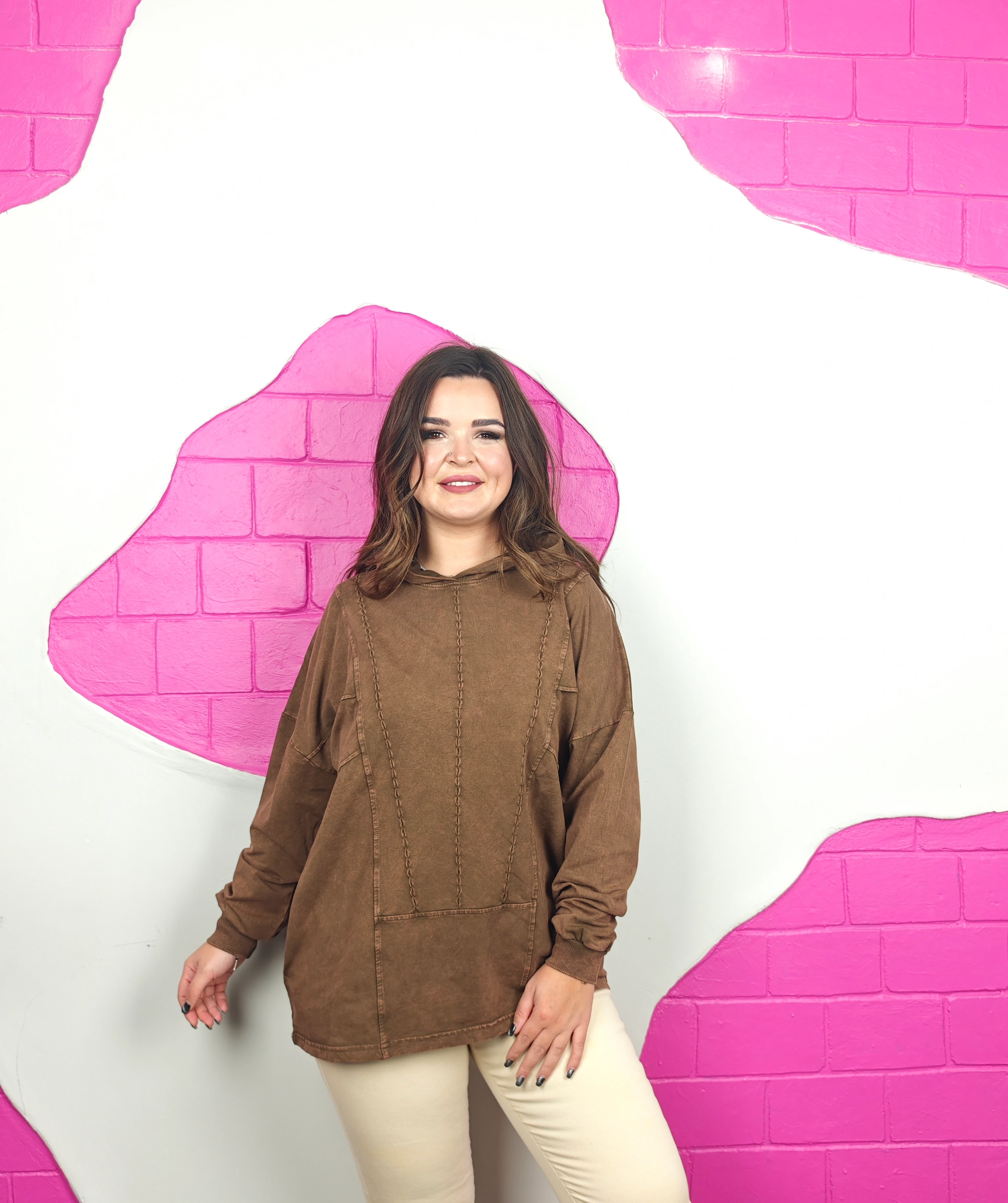 BÜYÜK BEDEN YIKAMALI TASARIM SWEATSHIRT