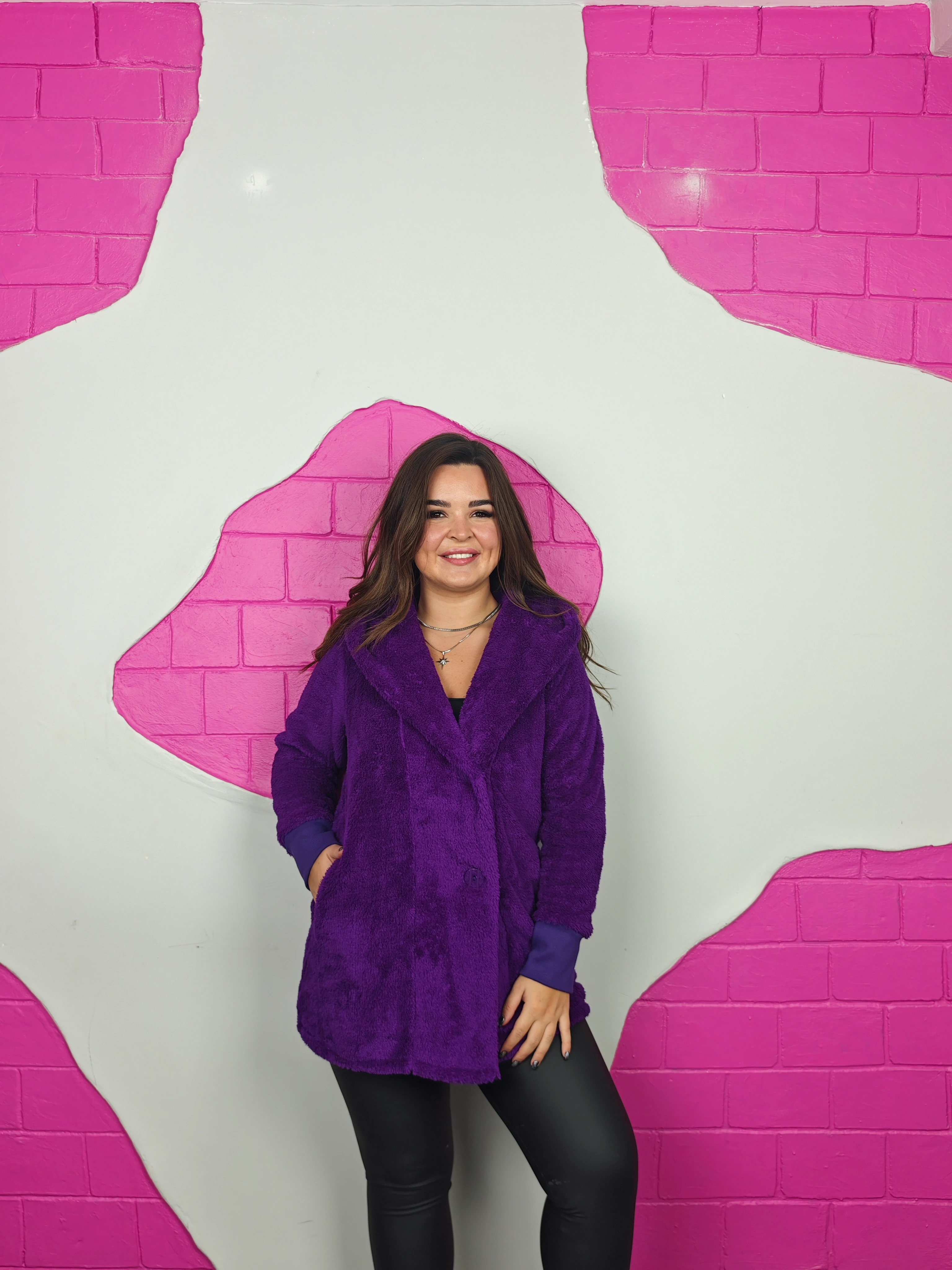 BÜYÜK BEDEN PELUŞ CEKET - MOR