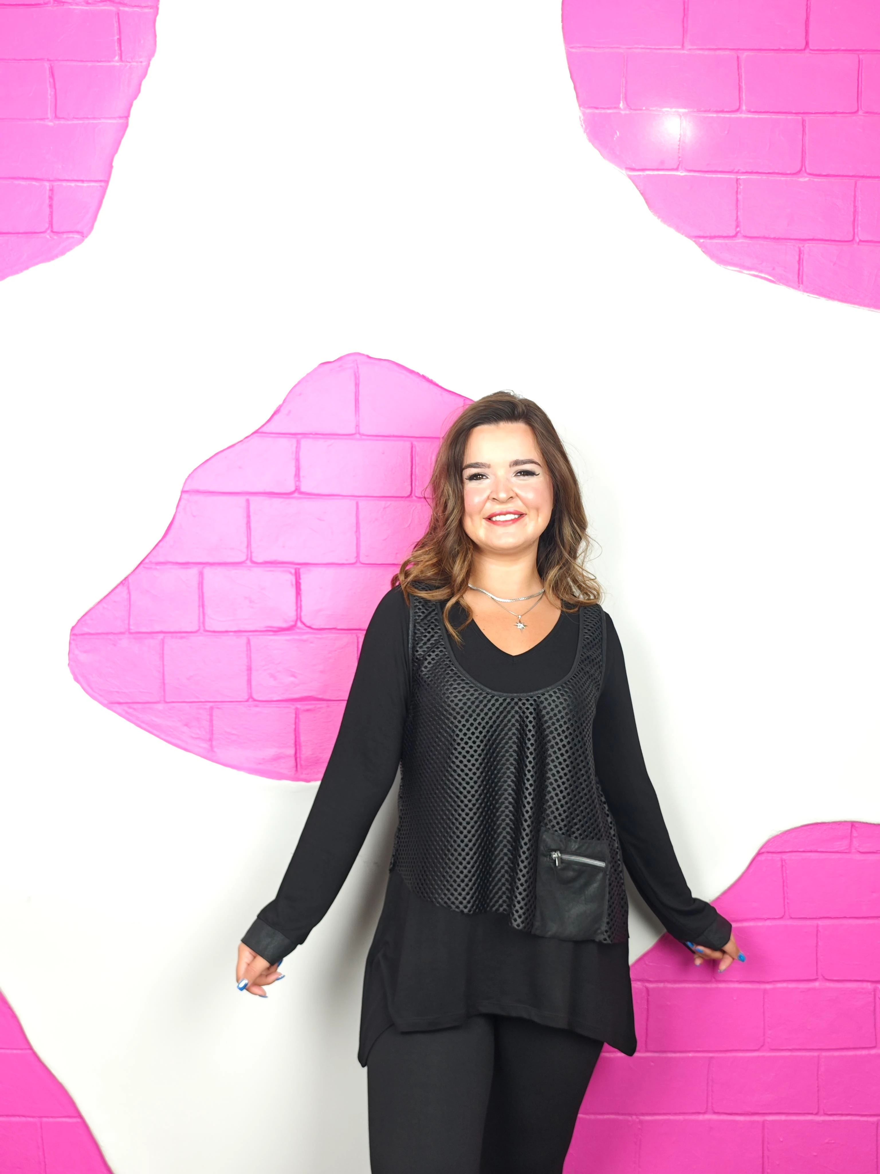 BÜYÜK BEDEN SİYAH YELEKLİ BLUZ