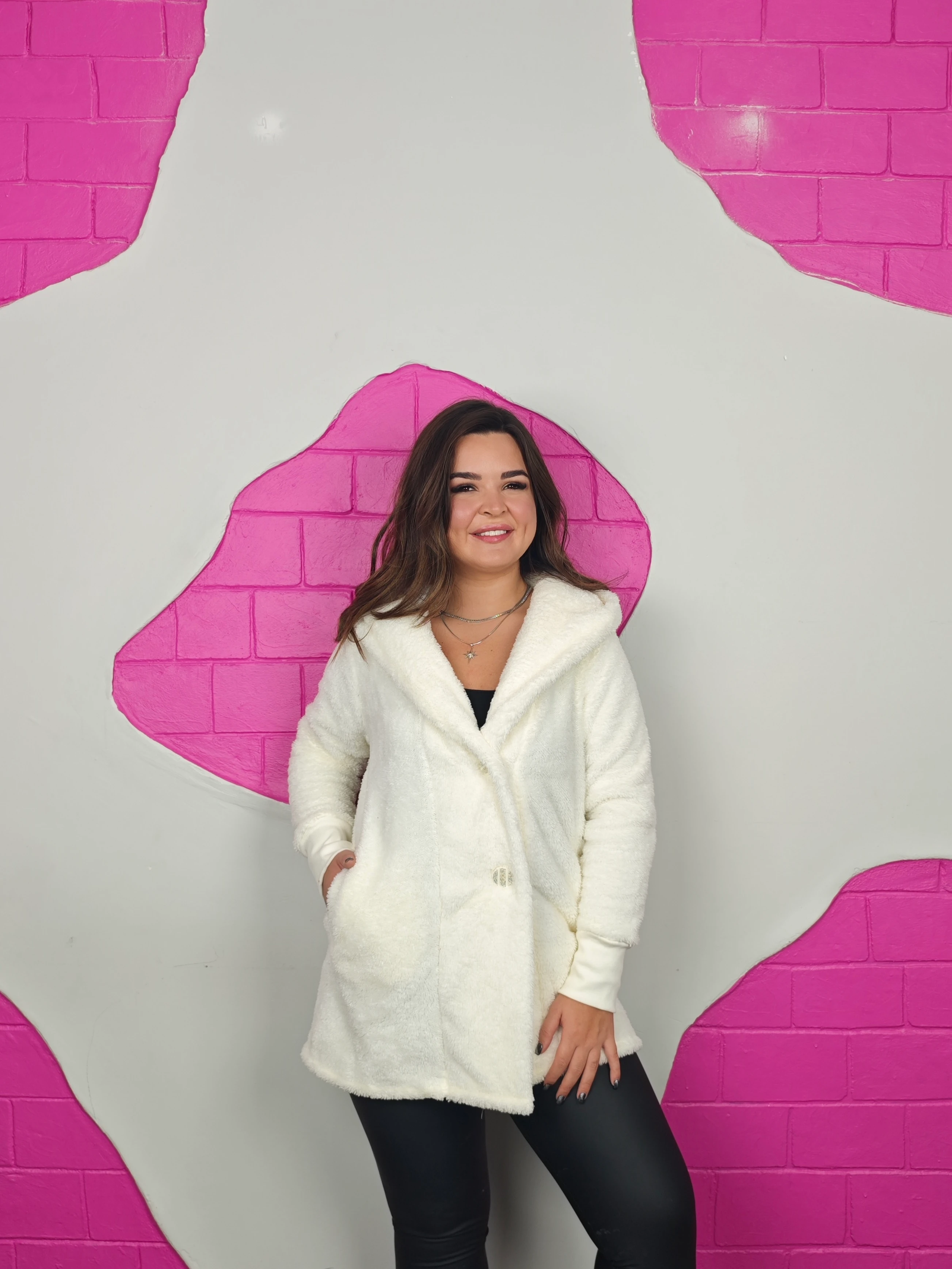 BÜYÜK BEDEN PELUŞ CEKET - EKRU