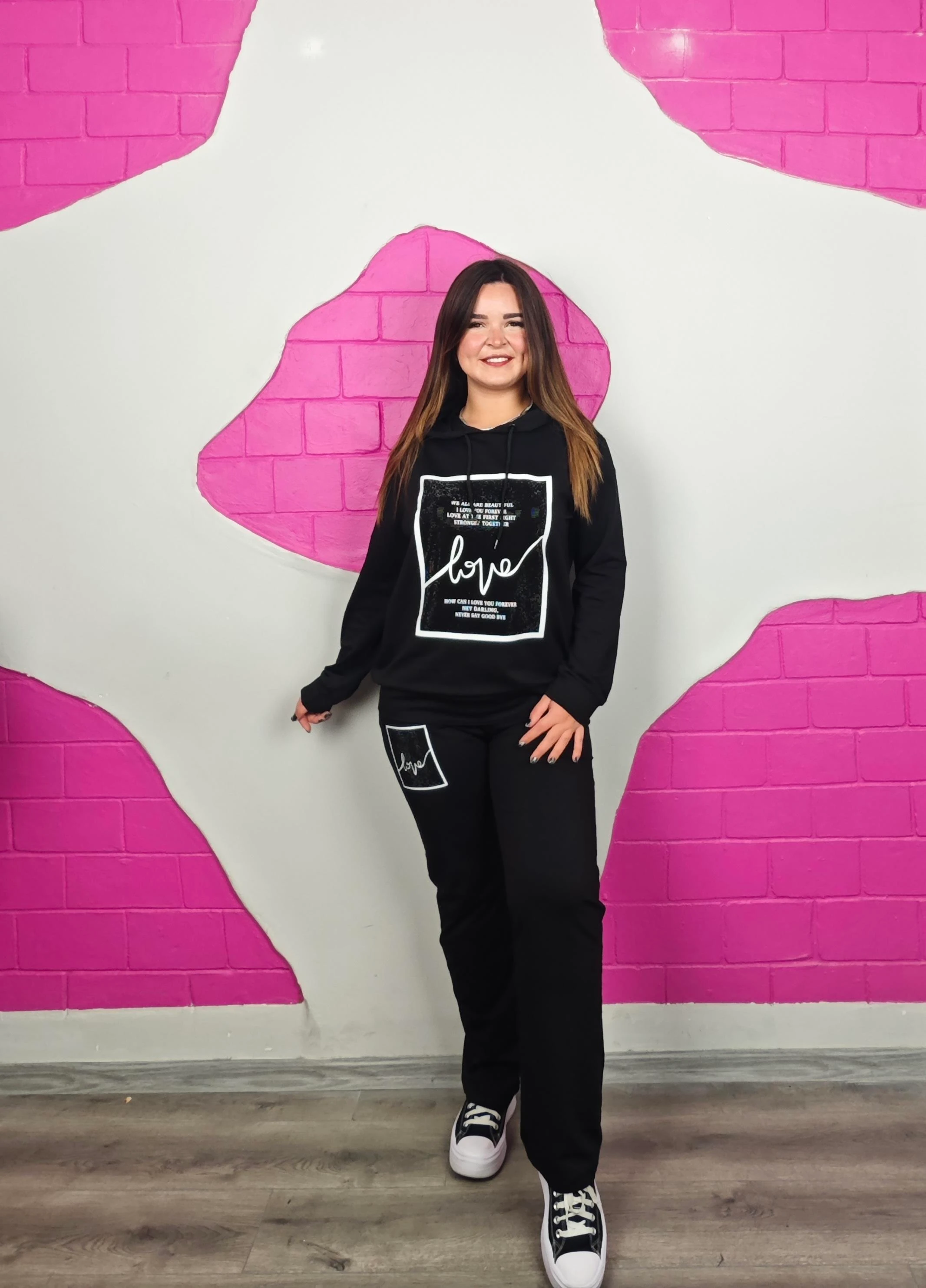 BÜYÜK BEDEN LOVE TAŞLI TAKIM