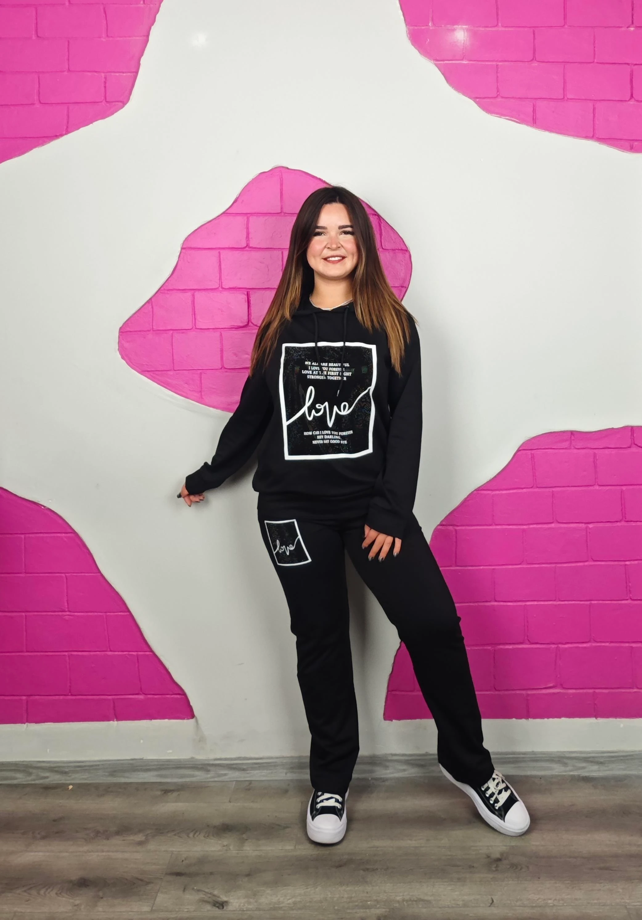 BÜYÜK BEDEN LOVE TAŞLI TAKIM