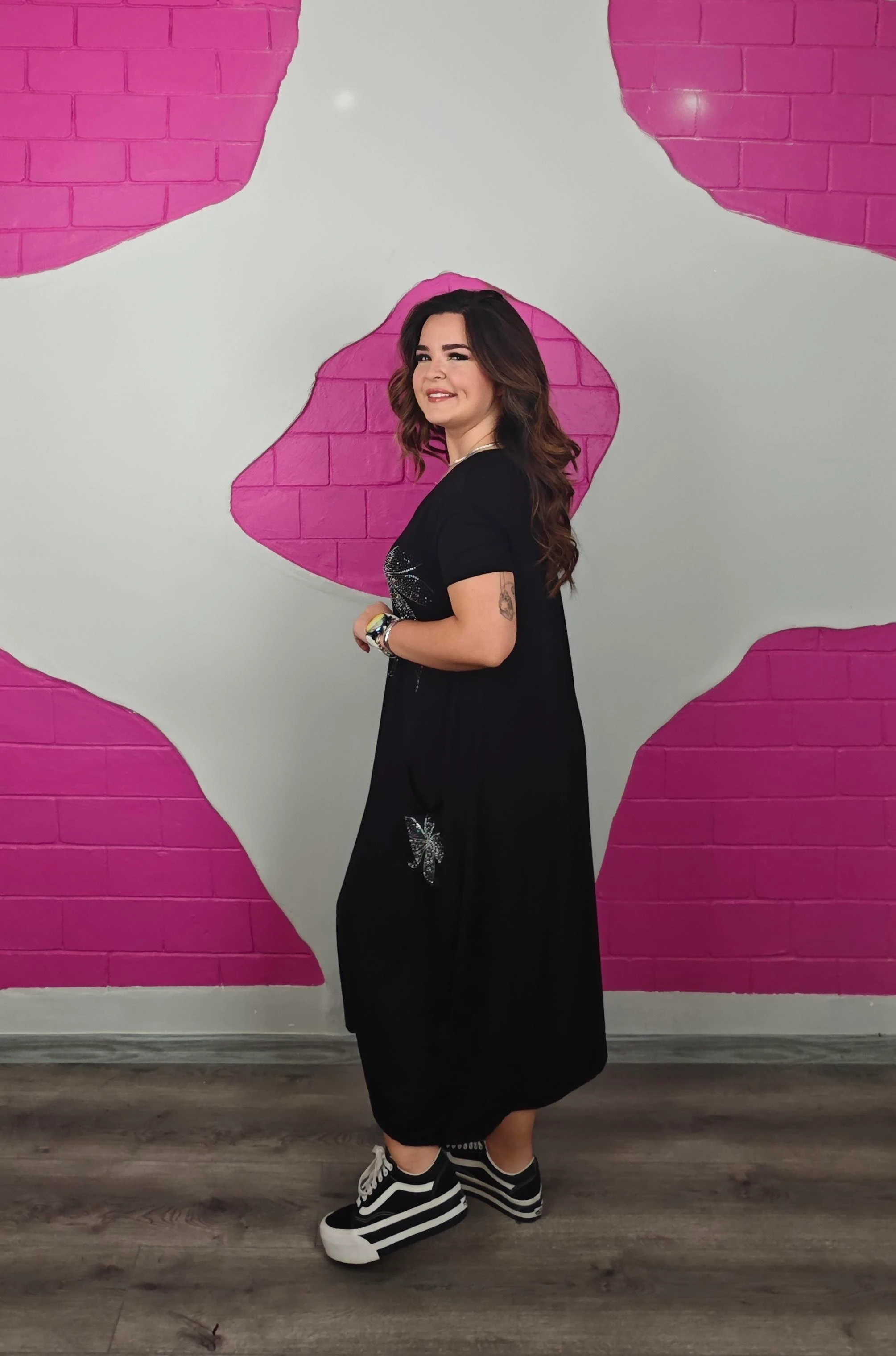 BÜYÜK BEDEN TORBA LİLYUM TAŞLI ELBİSE