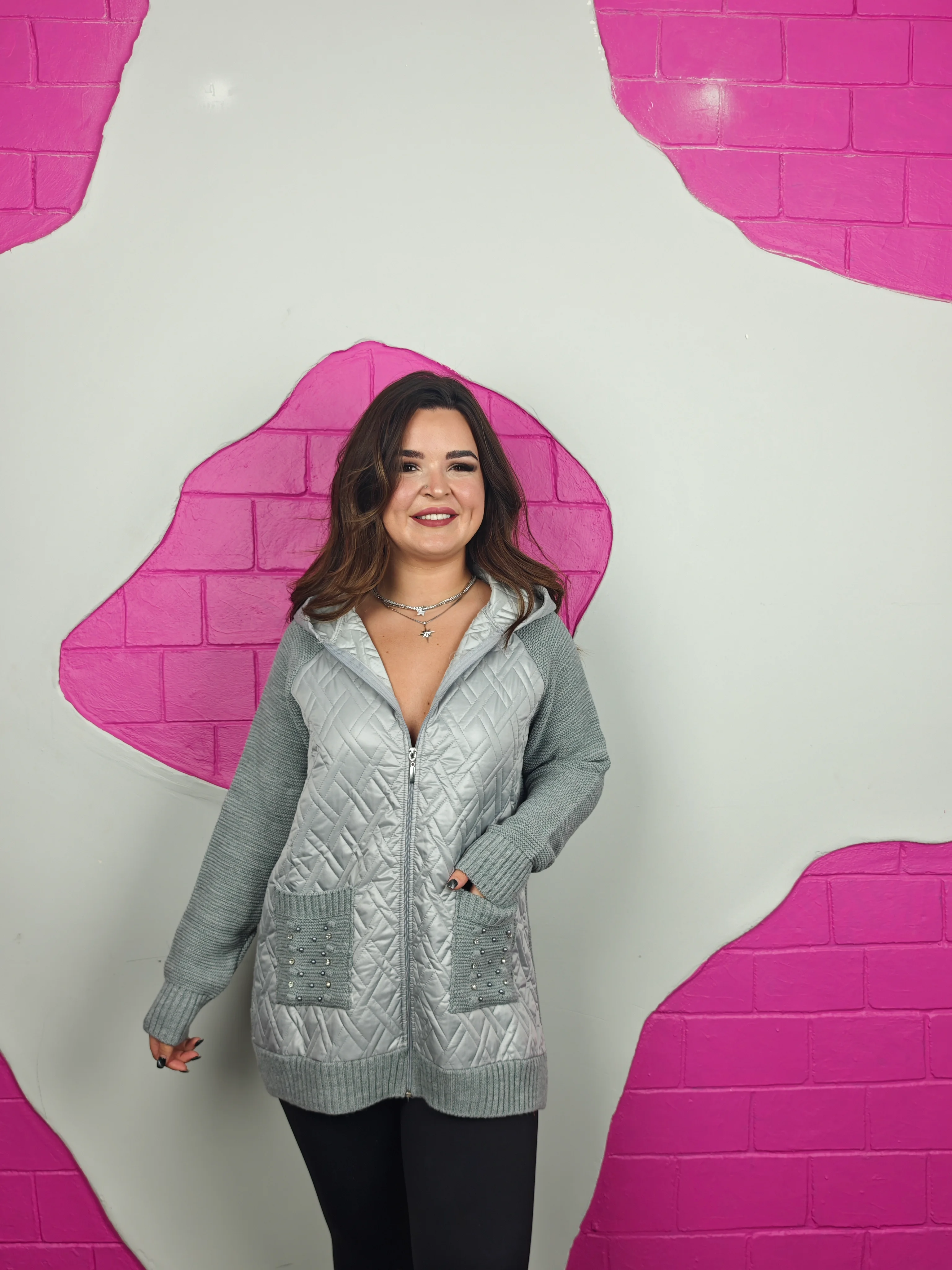 TRİKO DETAYLI TASARIM MONT - GRİ