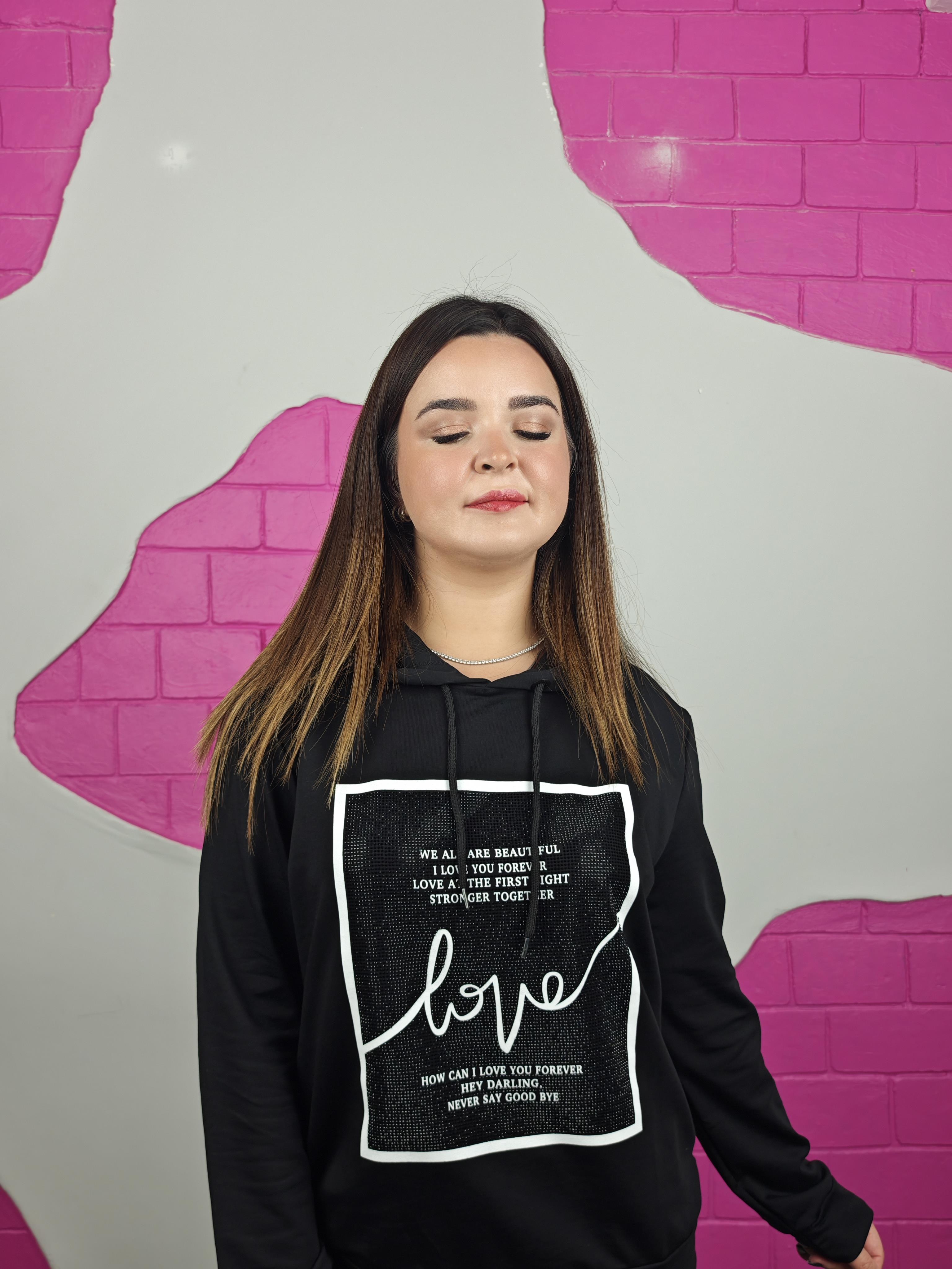 BÜYÜK BEDEN LOVE TAŞLI TAKIM