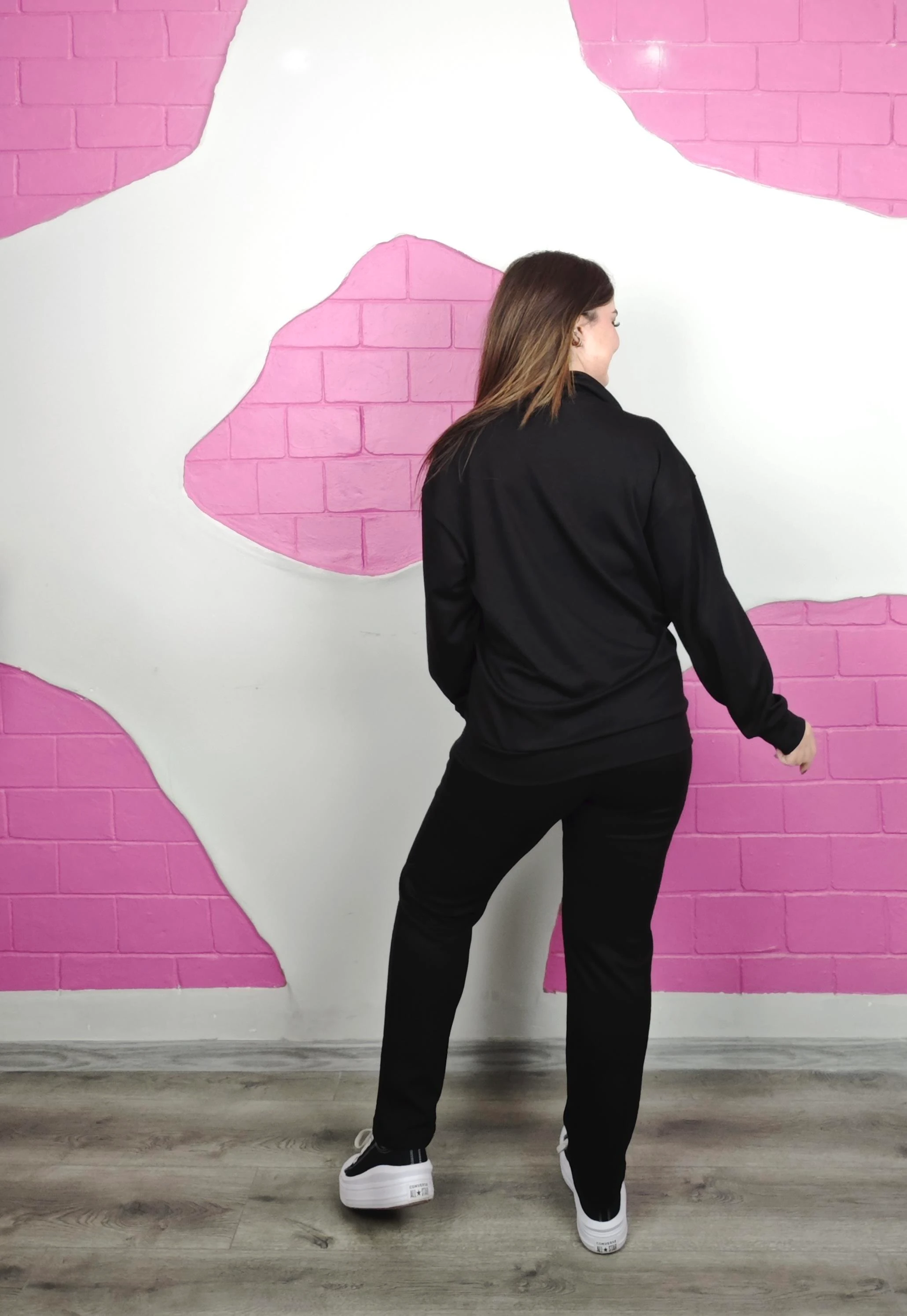 BÜYÜK BEDEN SİYAH NAKIŞLI MODAL TAKIM