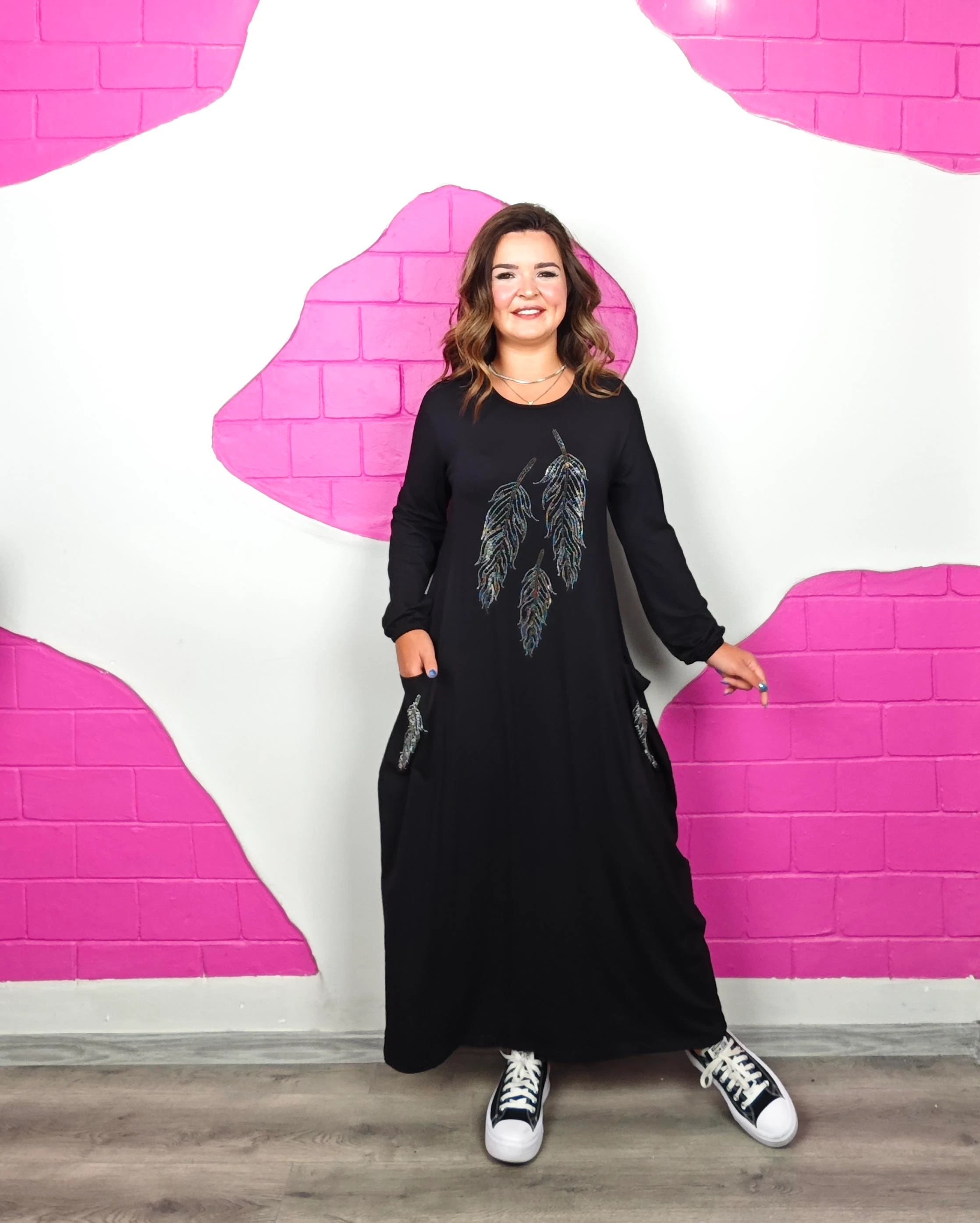 BÜYÜK BEDEN TÜY TAŞLI TORBA ELBİSE