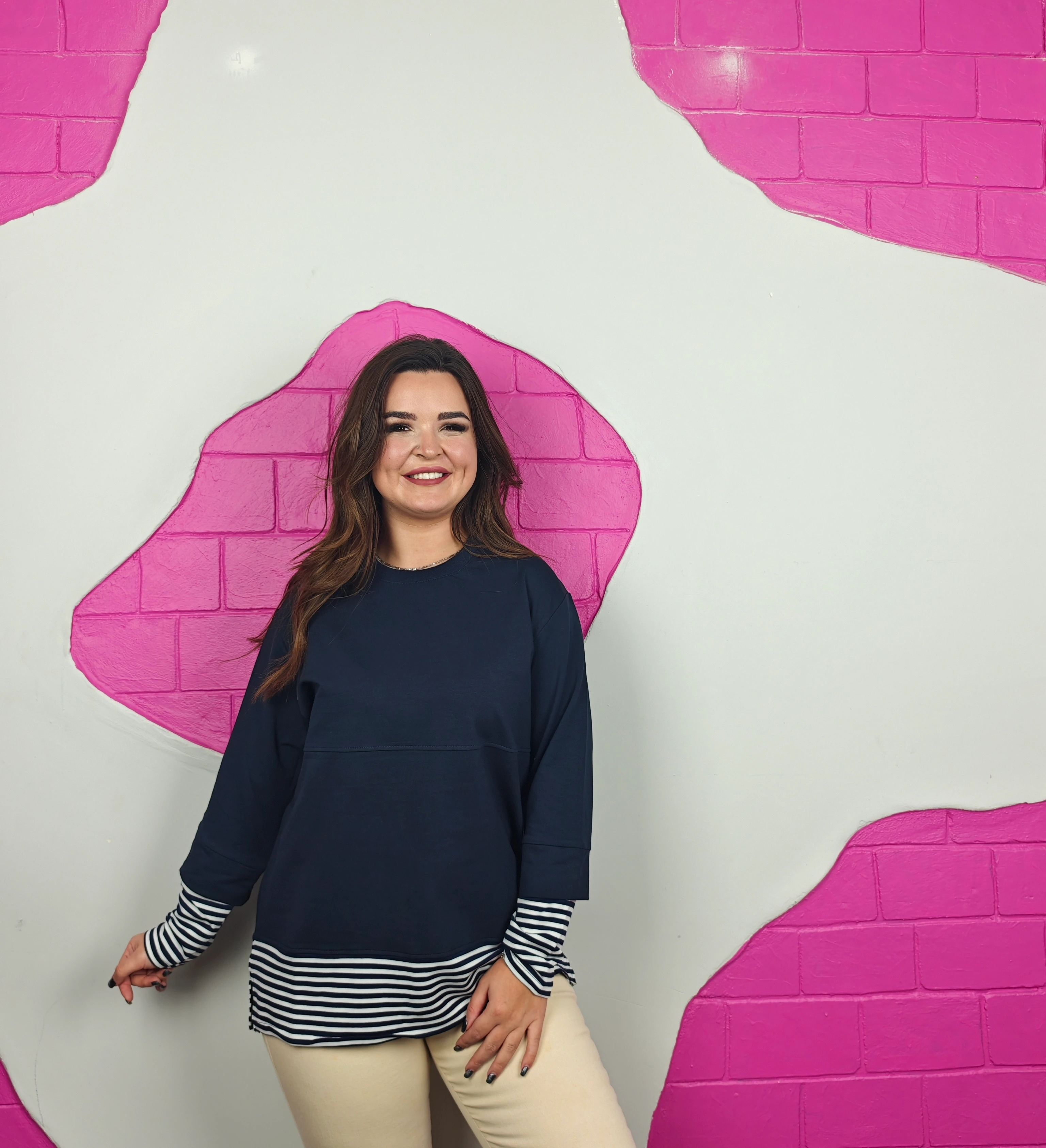 BÜYÜK BEDEN ÇİZGİ DETAYLI SWEATSHIRT