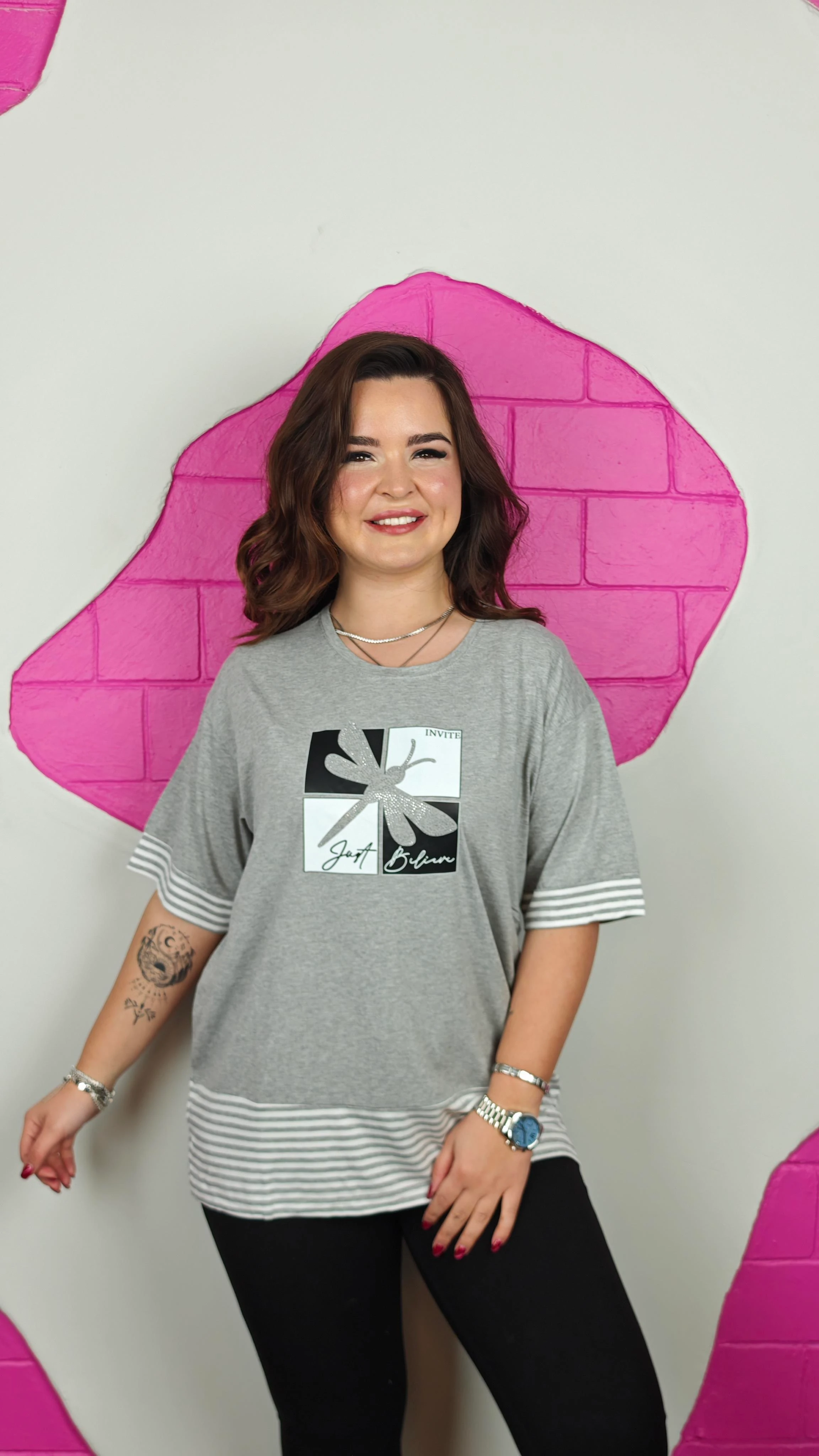 BÜYÜK BEDEN GRİ ÇİZGİLİ YUSUFÇUK BLUZ