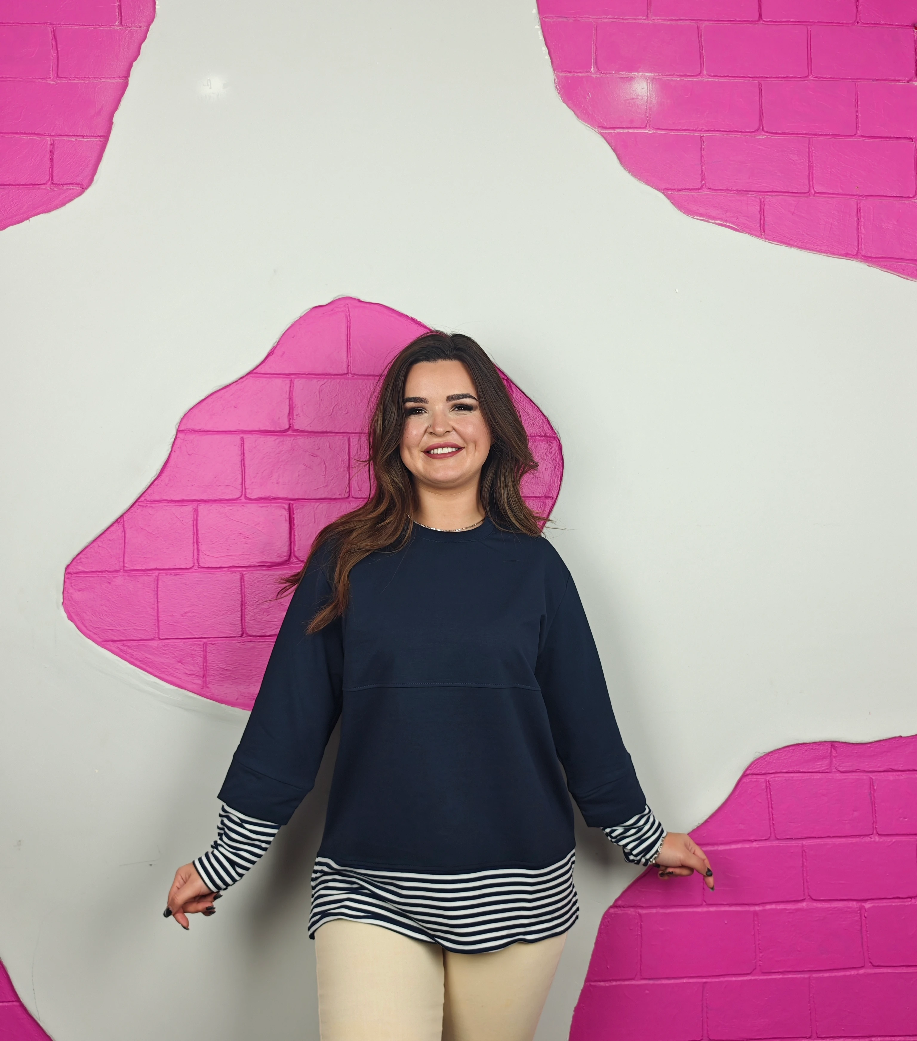 BÜYÜK BEDEN ÇİZGİ DETAYLI SWEATSHIRT