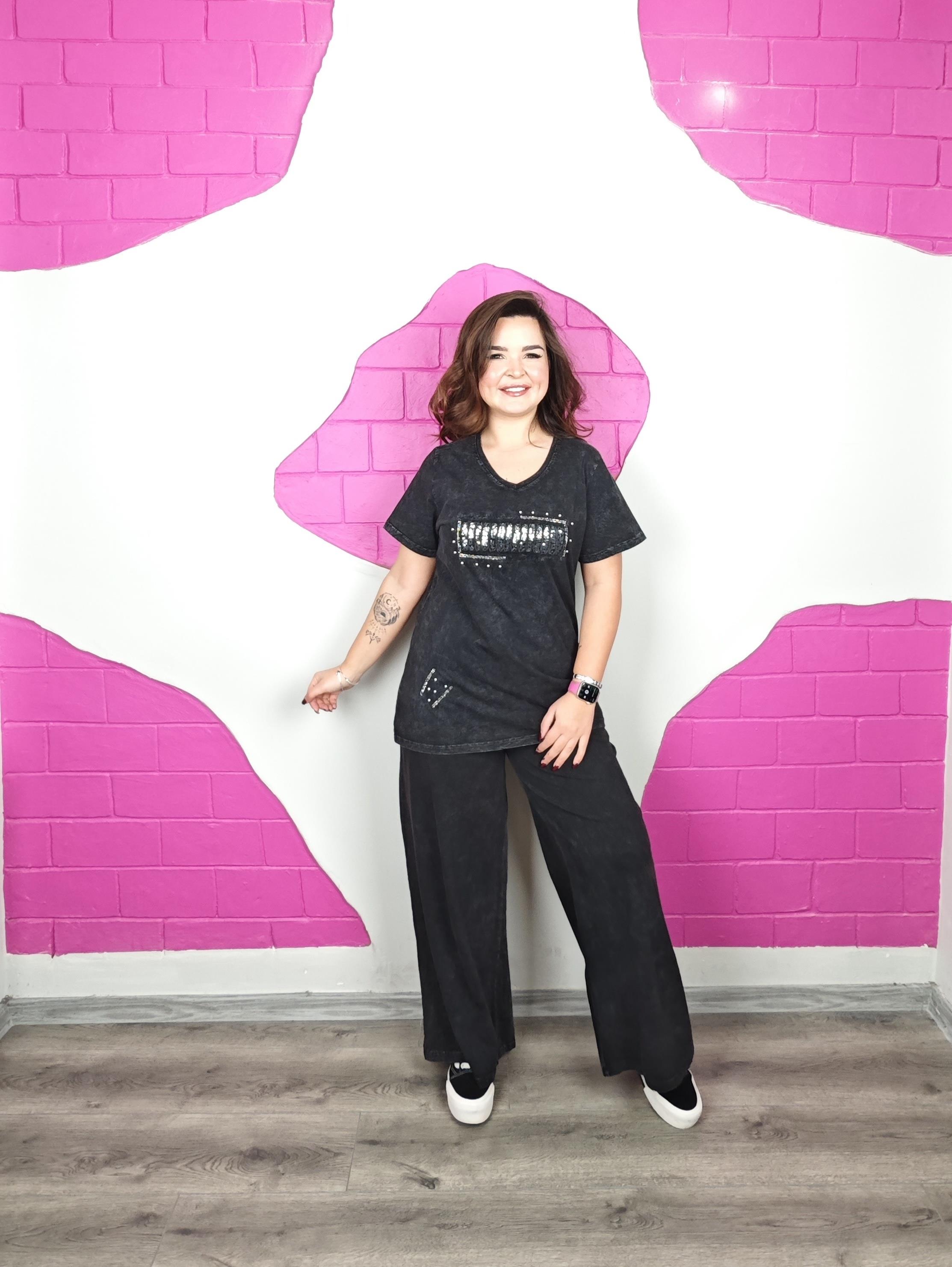 BÜYÜK BEDEN ANTRASİT YIKAMALI PAYETLİ TAKIM