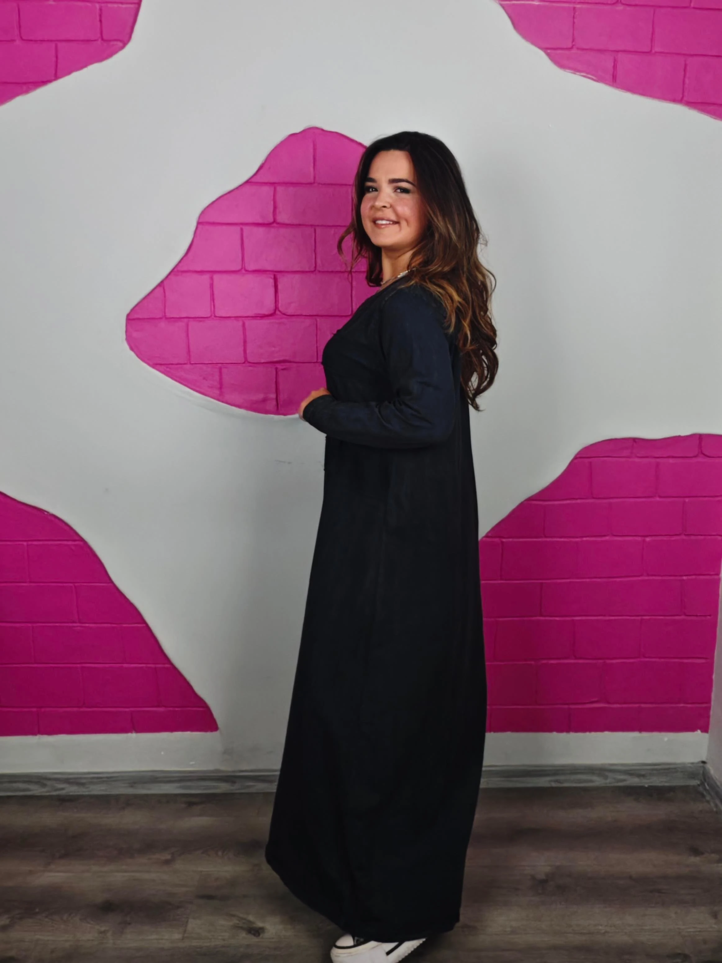 BÜYÜK BEDEN YIKAMALI FİLE ANTRASİT ELBİSE