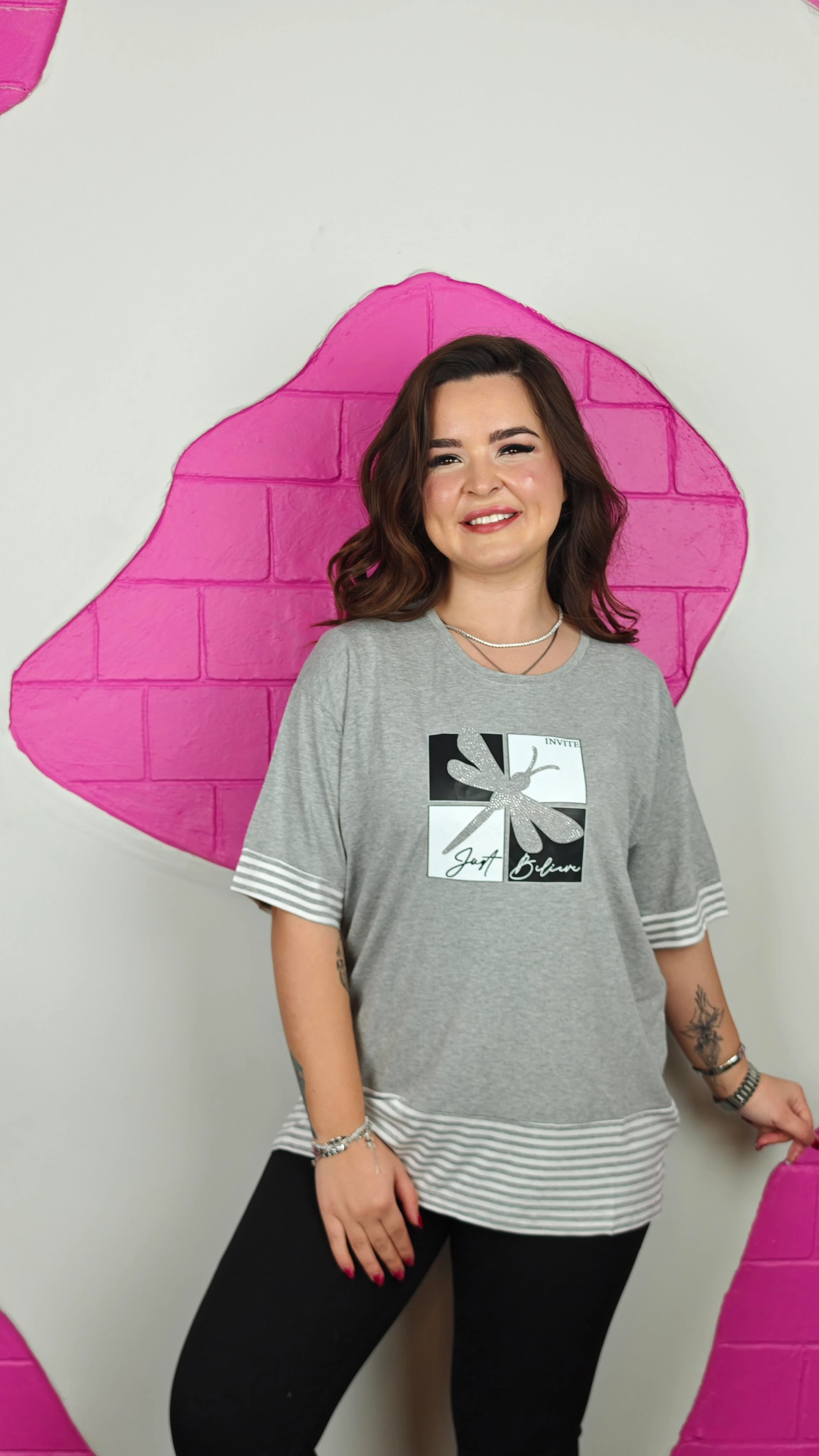 BÜYÜK BEDEN GRİ ÇİZGİLİ YUSUFÇUK BLUZ