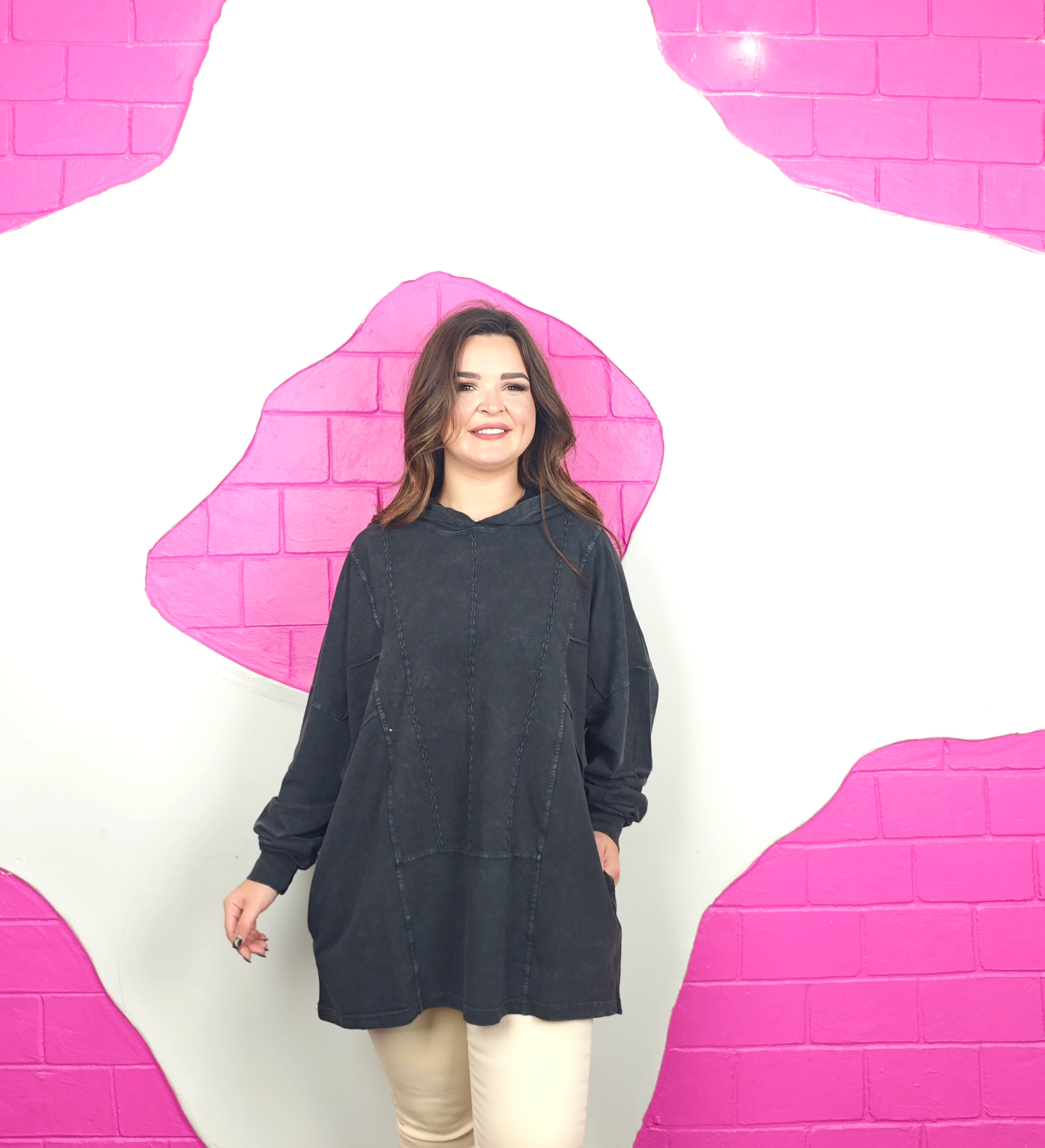 BATTAL BEDEN YIKAMALI TASARIM SWEATSHIRT - ANTRASİT