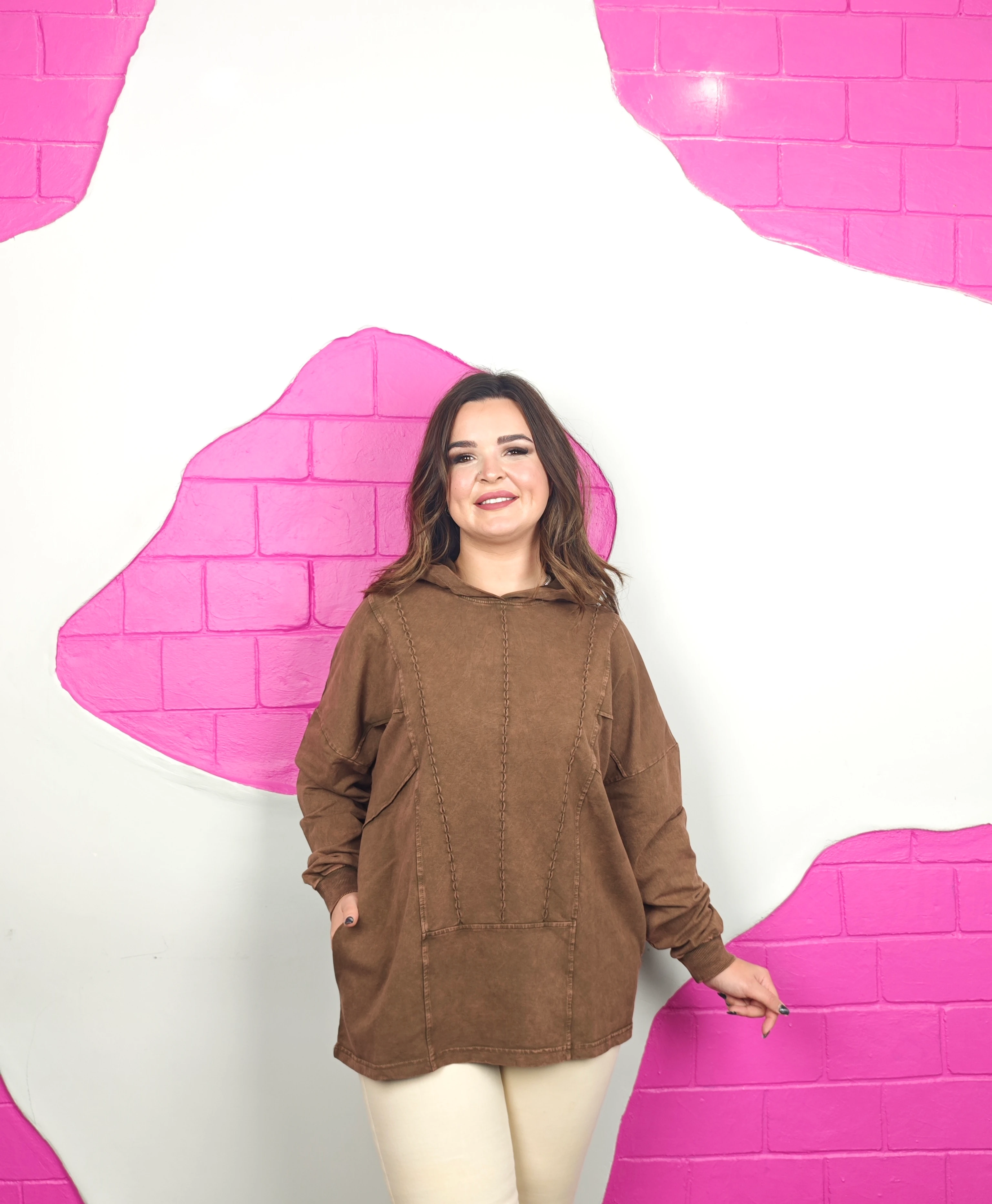 BÜYÜK BEDEN YIKAMALI TASARIM SWEATSHIRT