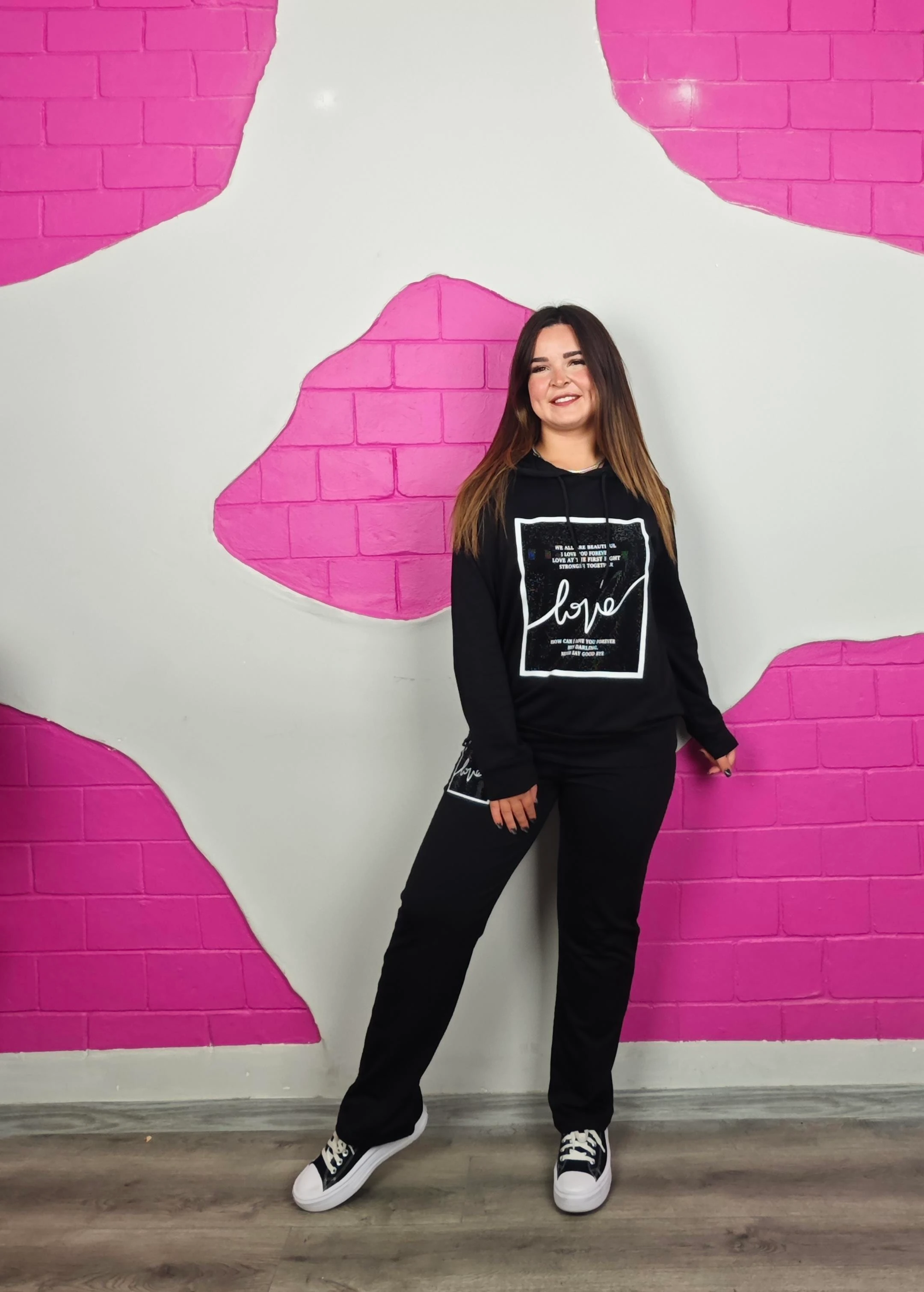 BÜYÜK BEDEN LOVE TAŞLI TAKIM