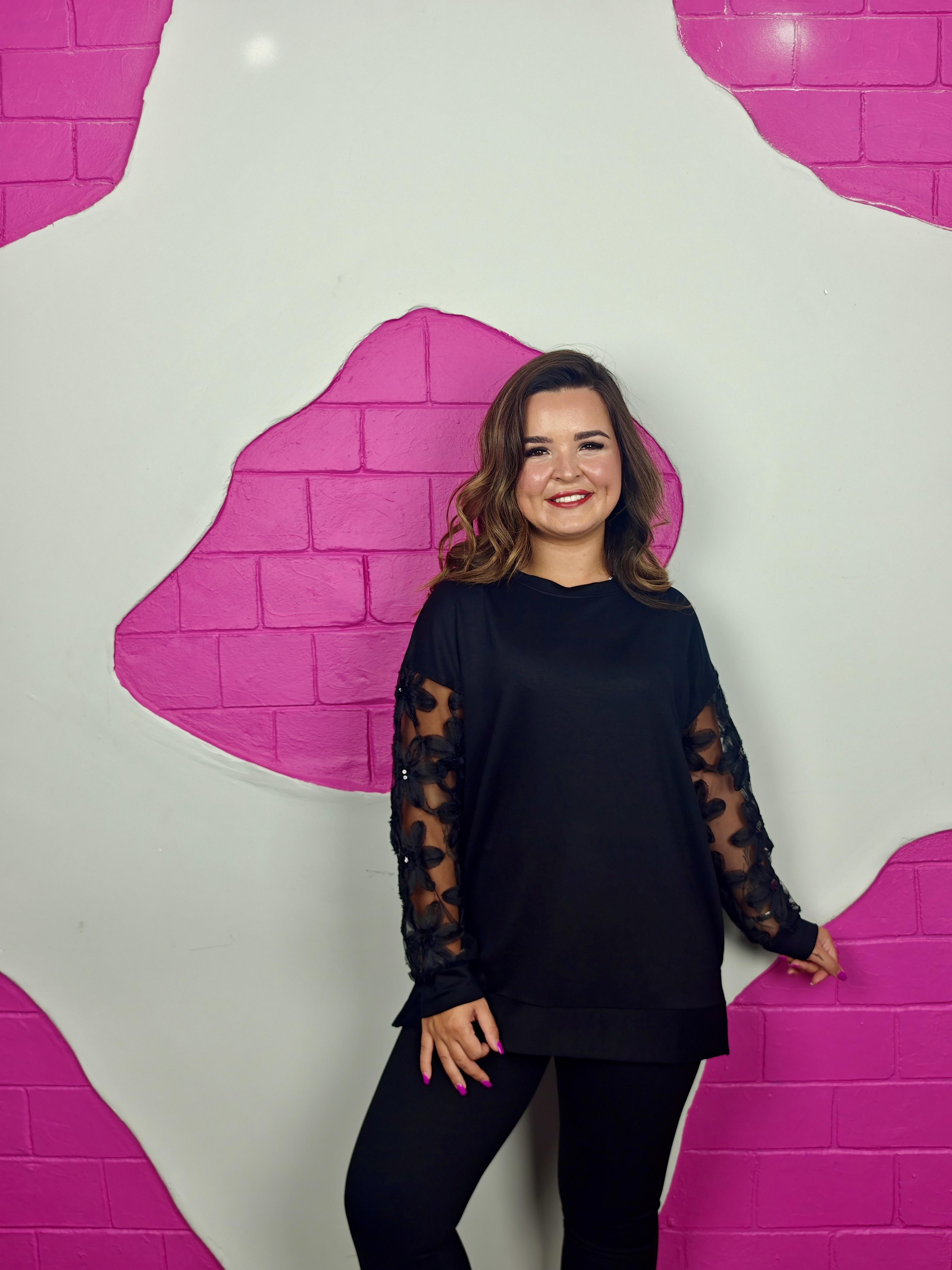 BÜYÜK BEDEN GÜPÜRLÜ TÜLLÜ BLUZ