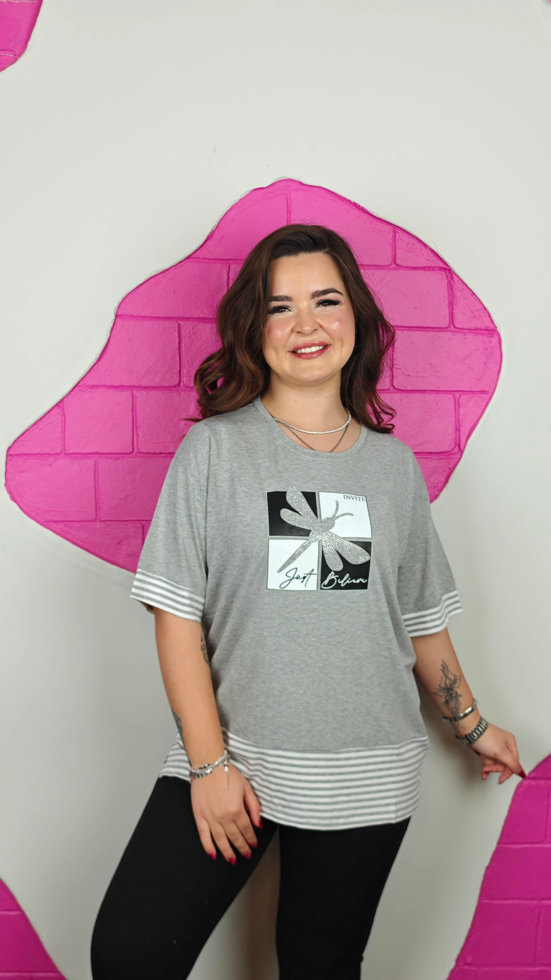 BÜYÜK BEDEN GRİ ÇİZGİLİ YUSUFÇUK BLUZ