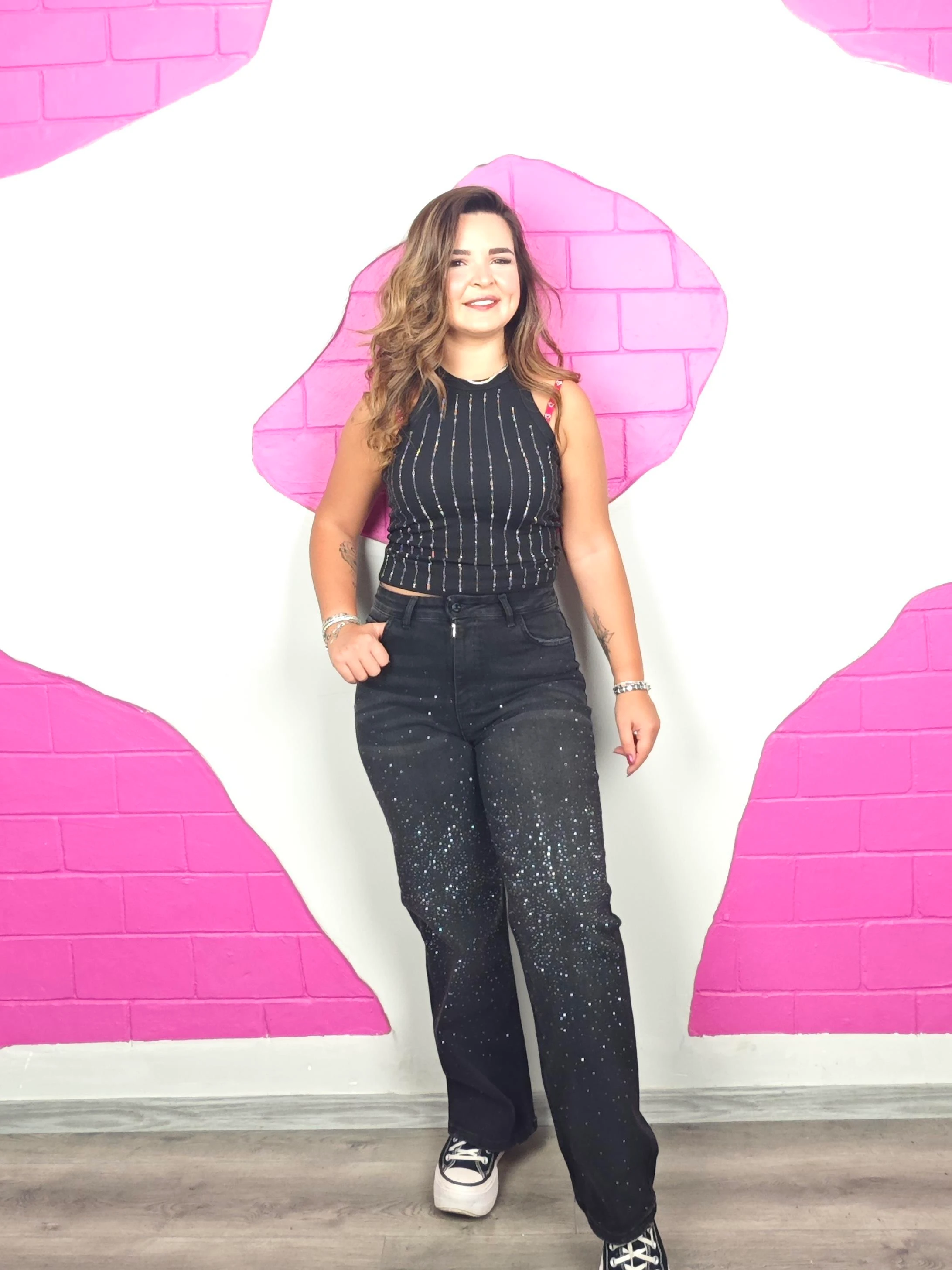 BÜYÜK BEDEN FÜME TAŞLI KOT PANTOLON