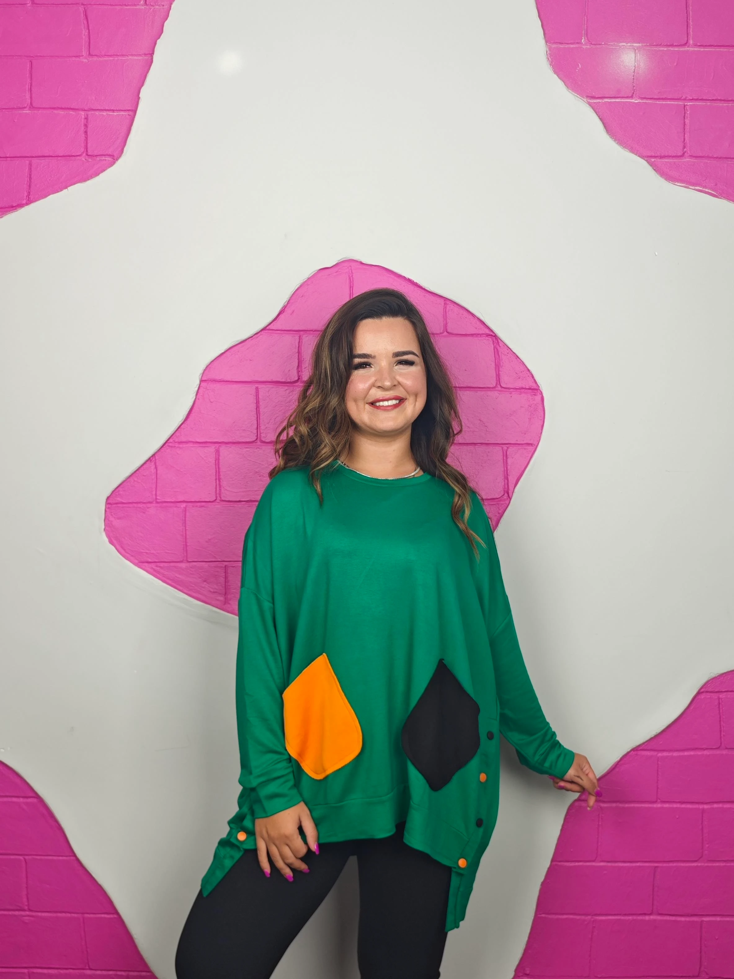 BATTAL BEDEN YEŞİL CEBİ RENKLİ SWEATSHIRT