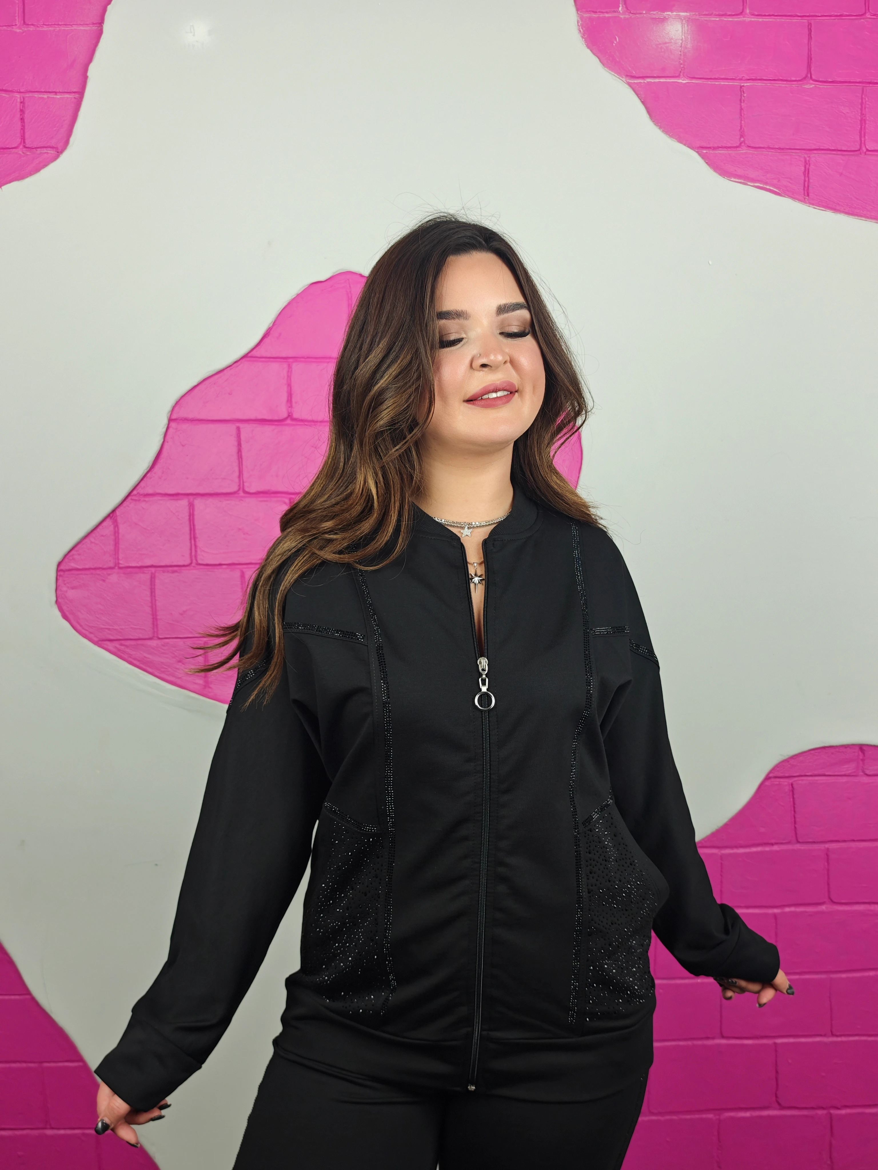 BÜYÜK BEDEN FERMUARLI CEBİ TAŞLI TAKIM