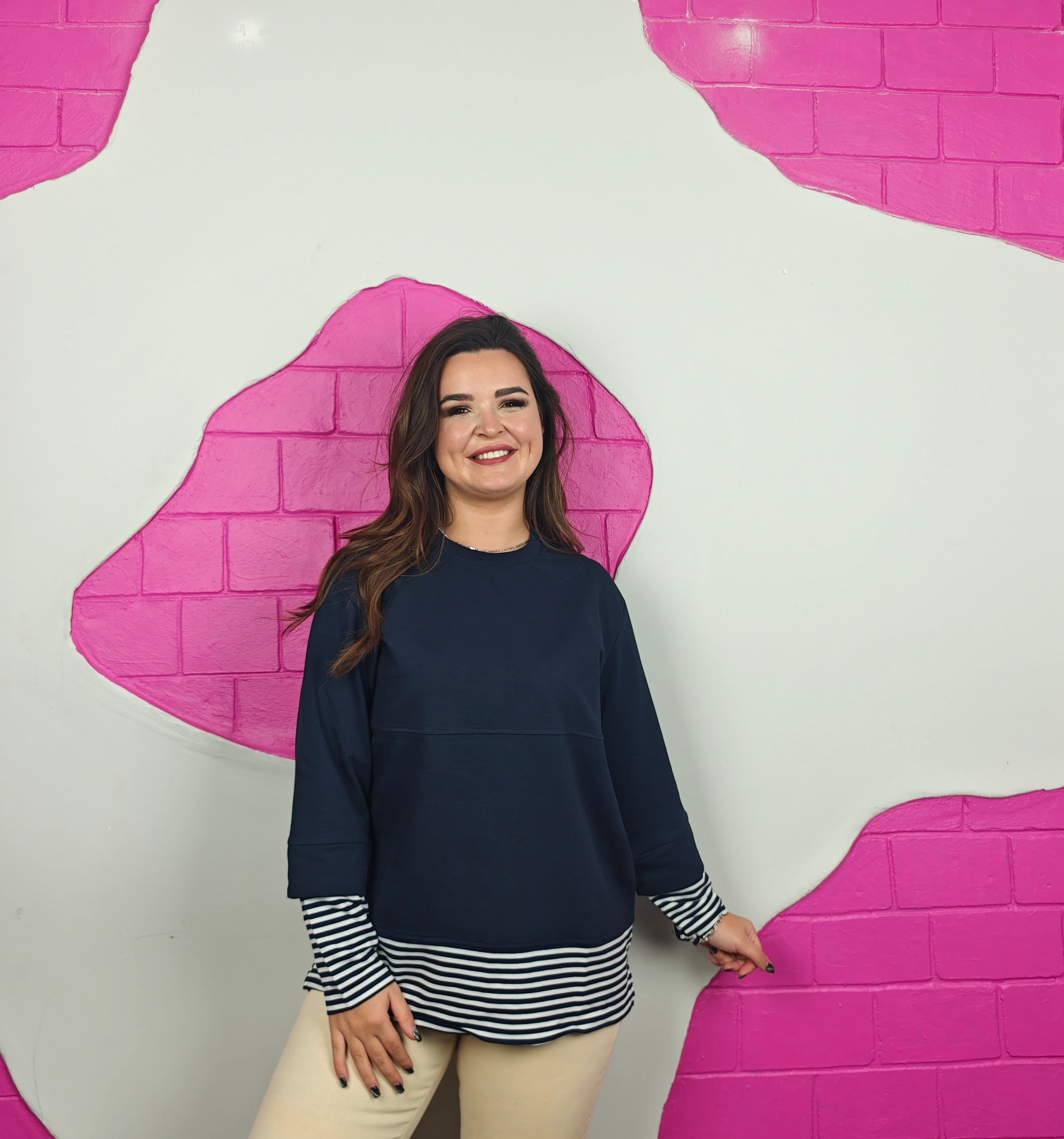 BÜYÜK BEDEN ÇİZGİ DETAYLI SWEATSHIRT