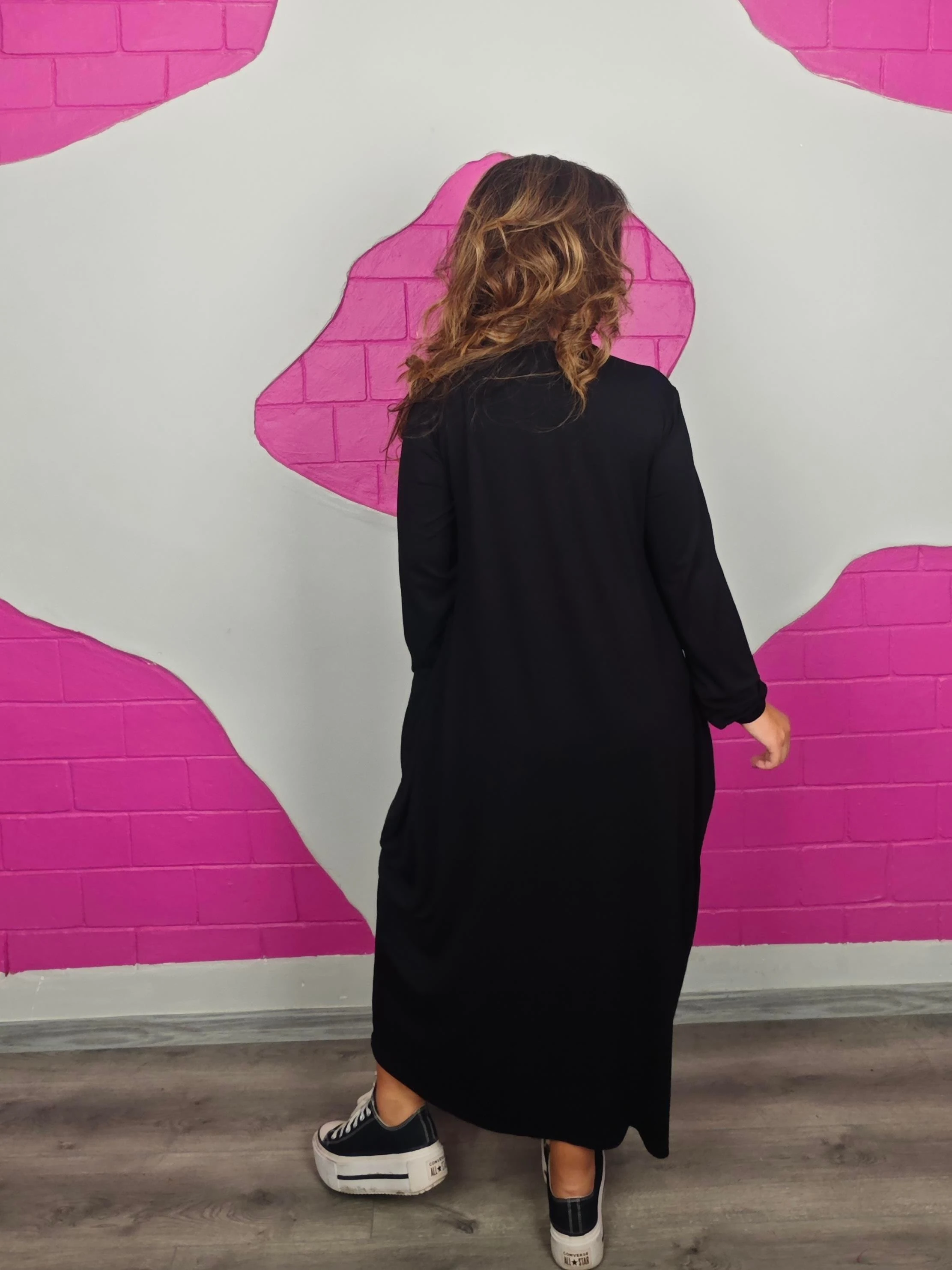 BÜYÜK BEDEN MANDALA UZUN KOL NAKIŞLI ELBİSE