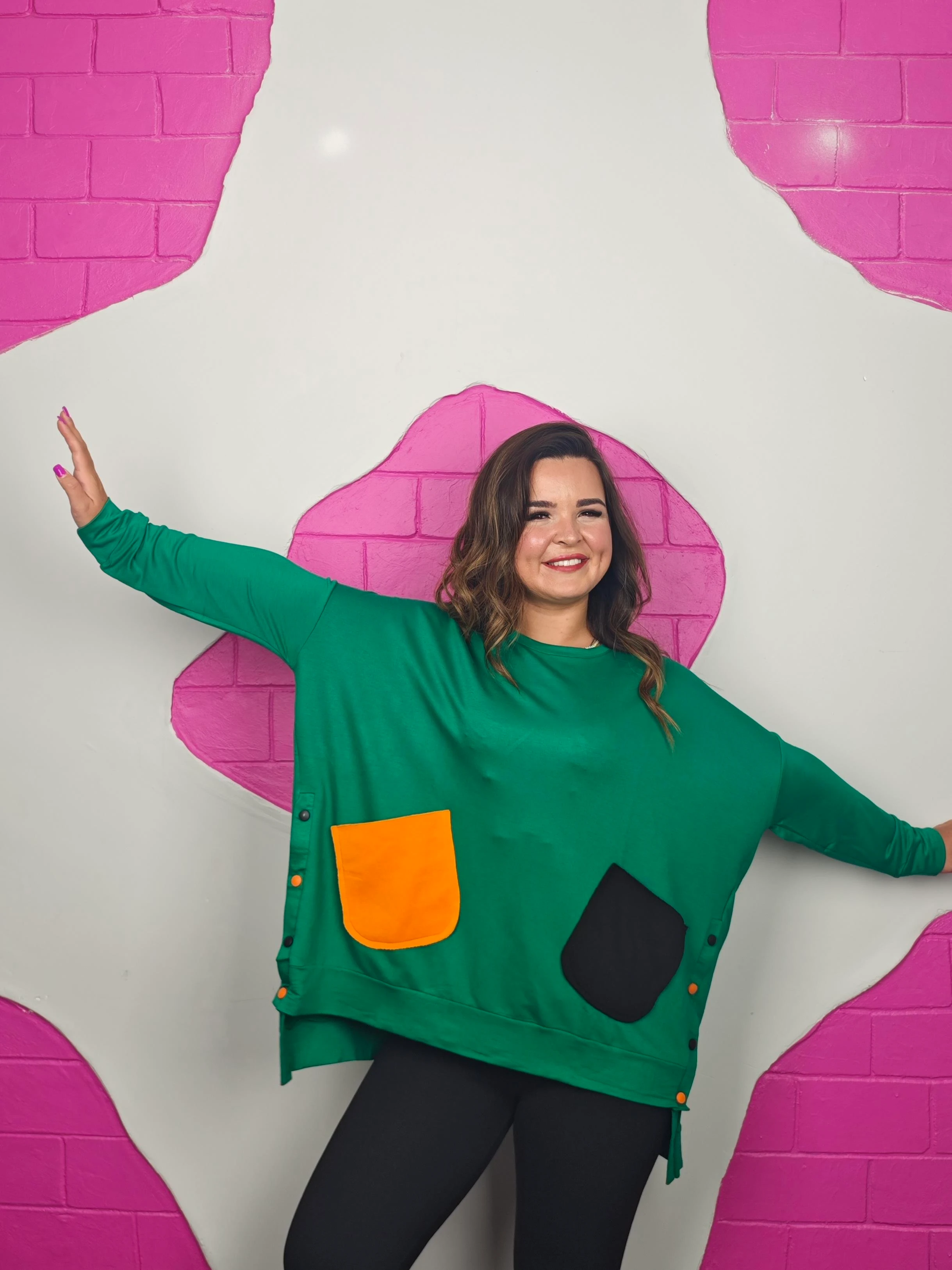 BATTAL BEDEN YEŞİL CEBİ RENKLİ SWEATSHIRT