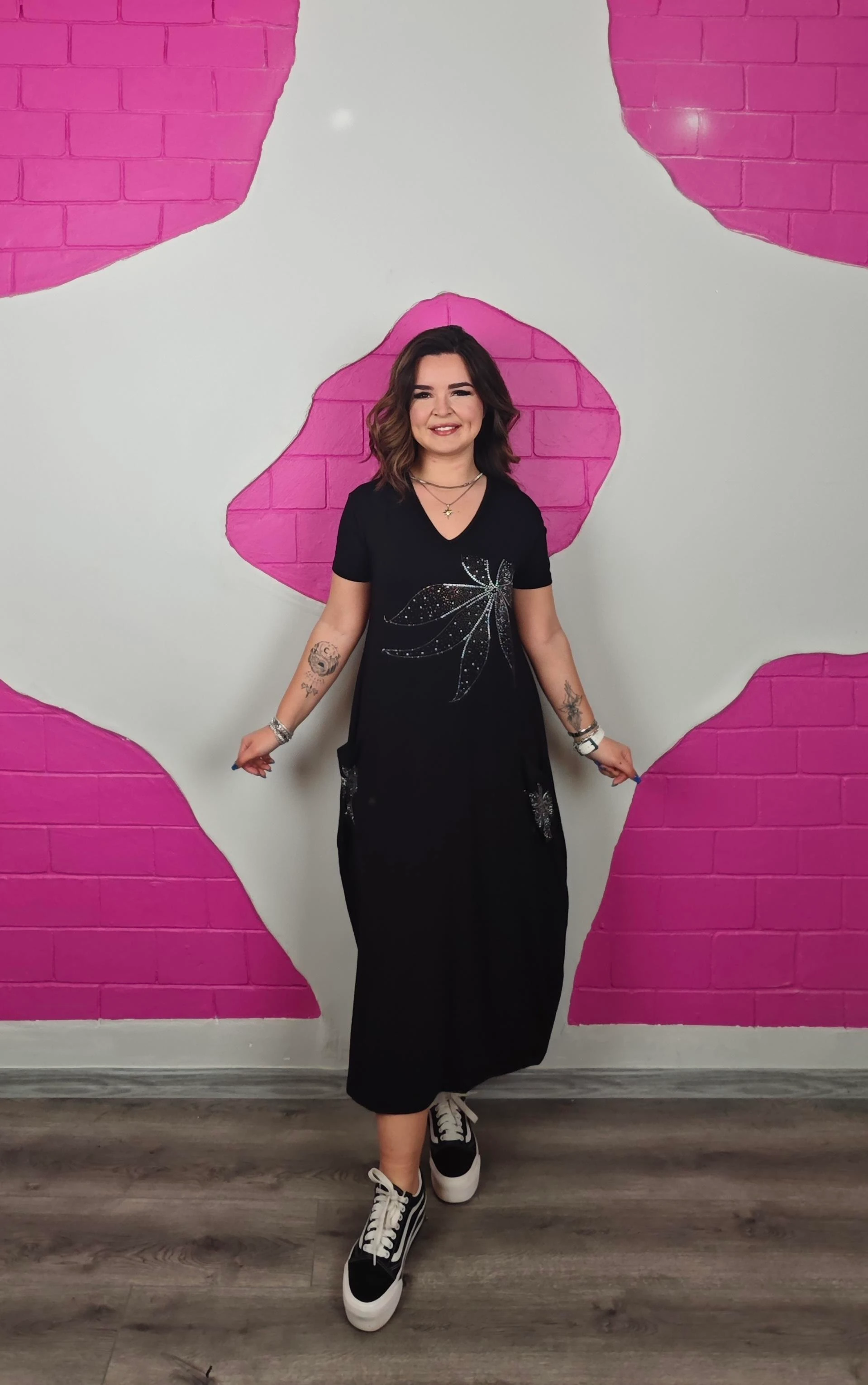 BÜYÜK BEDEN TORBA LİLYUM TAŞLI ELBİSE