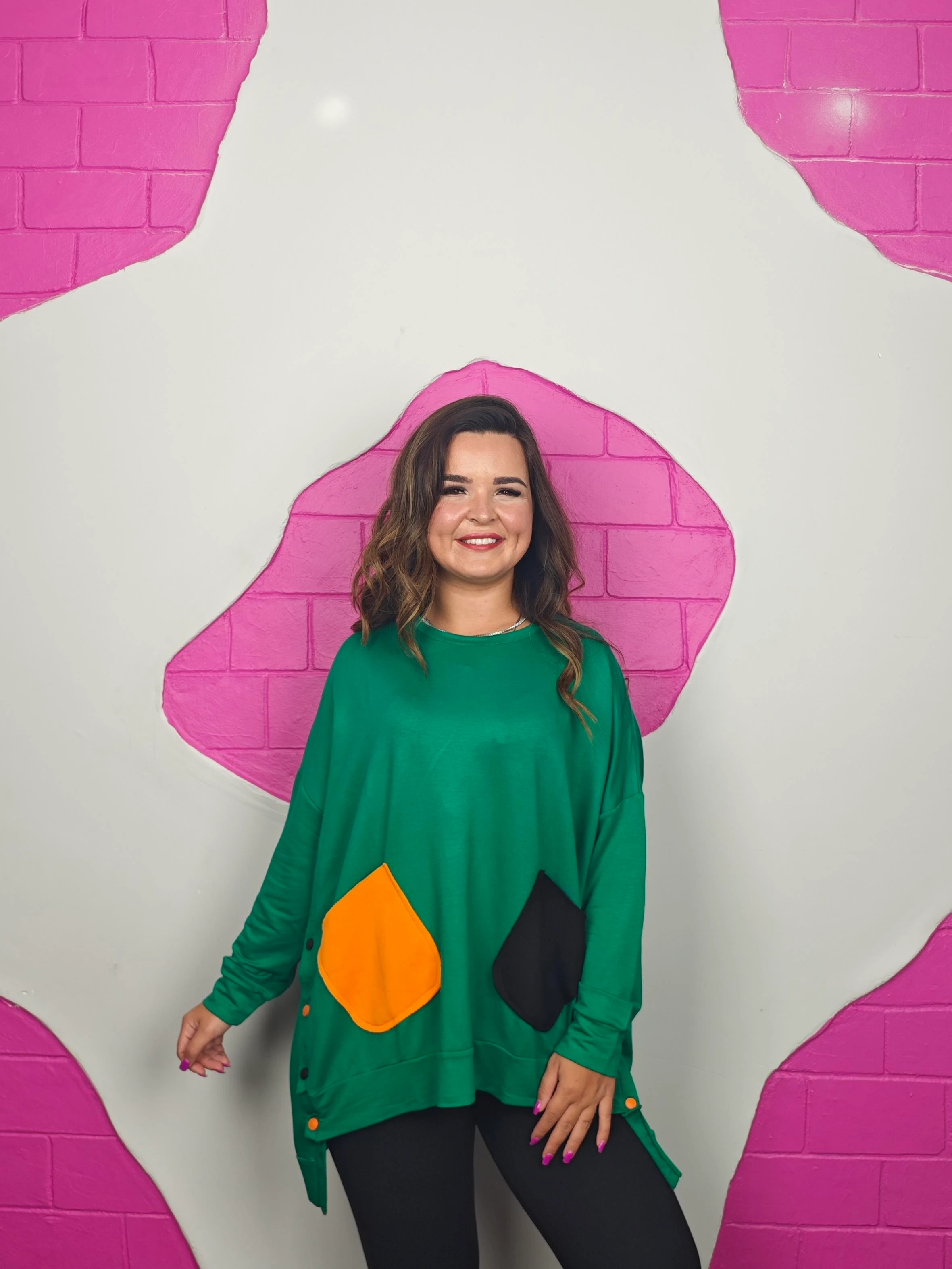 BATTAL BEDEN YEŞİL CEBİ RENKLİ SWEATSHIRT