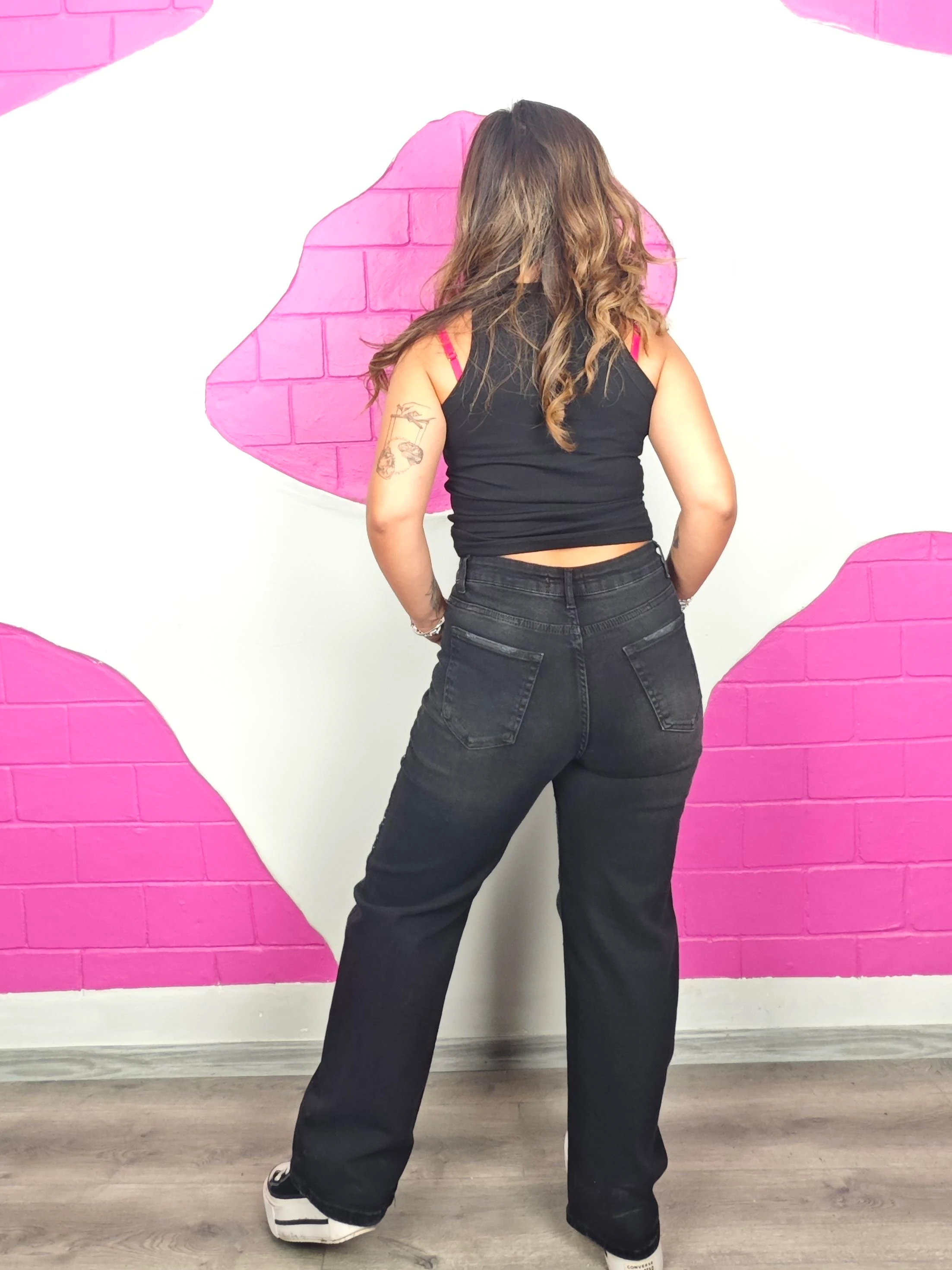 BÜYÜK BEDEN FÜME TAŞLI KOT PANTOLON