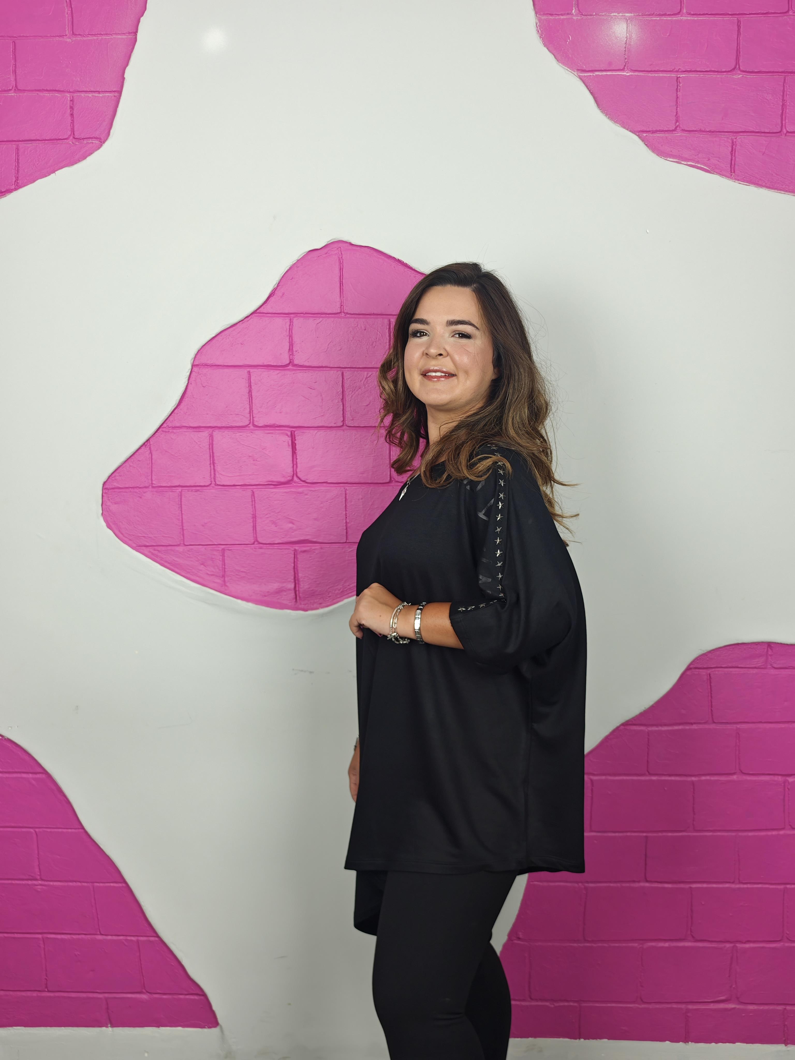 BÜYÜK BEDEN YILDIZ TROKLU BLUZ