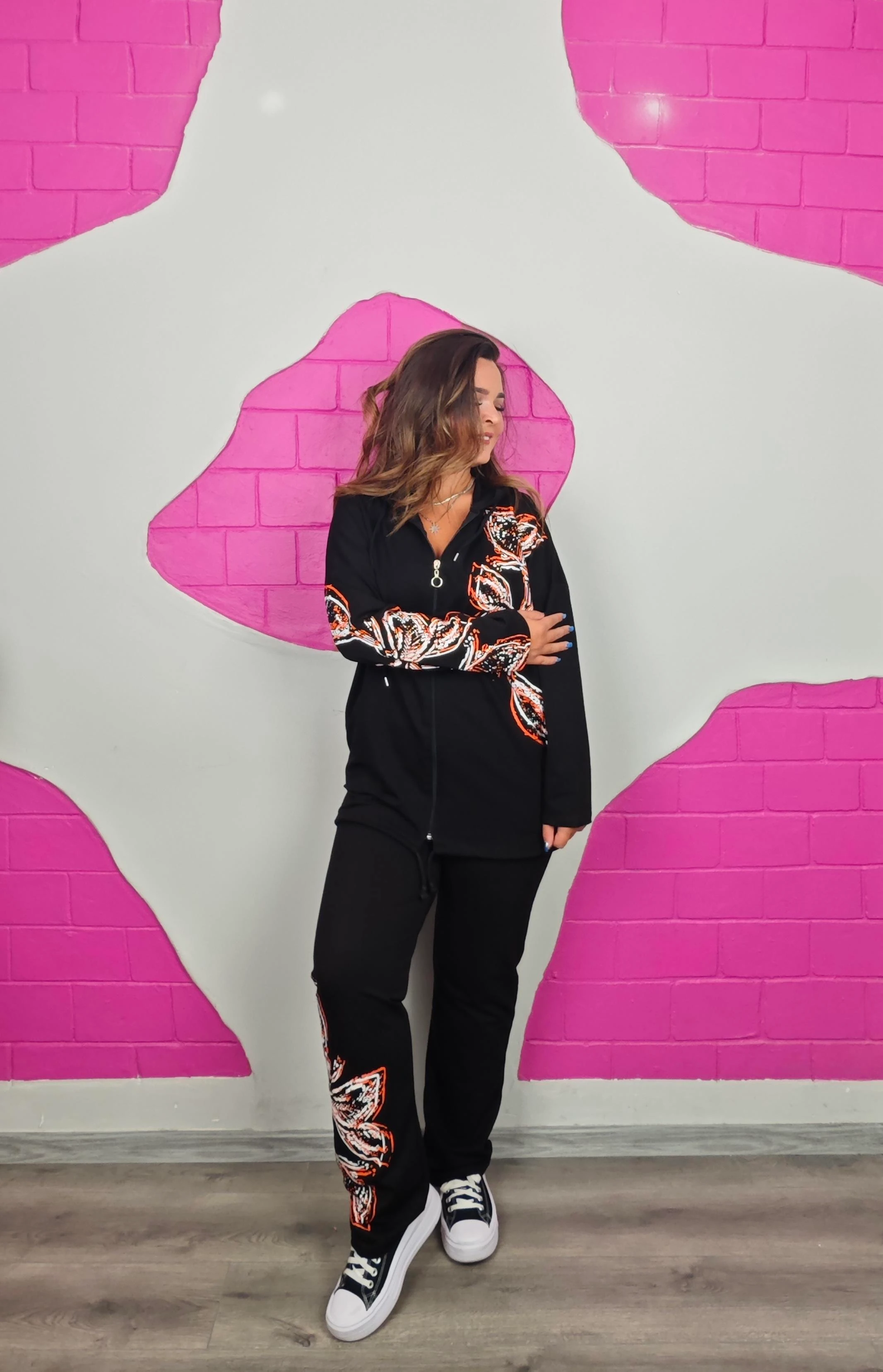 BÜYÜK BEDEN ÇİÇEK BASKILI TAKIM