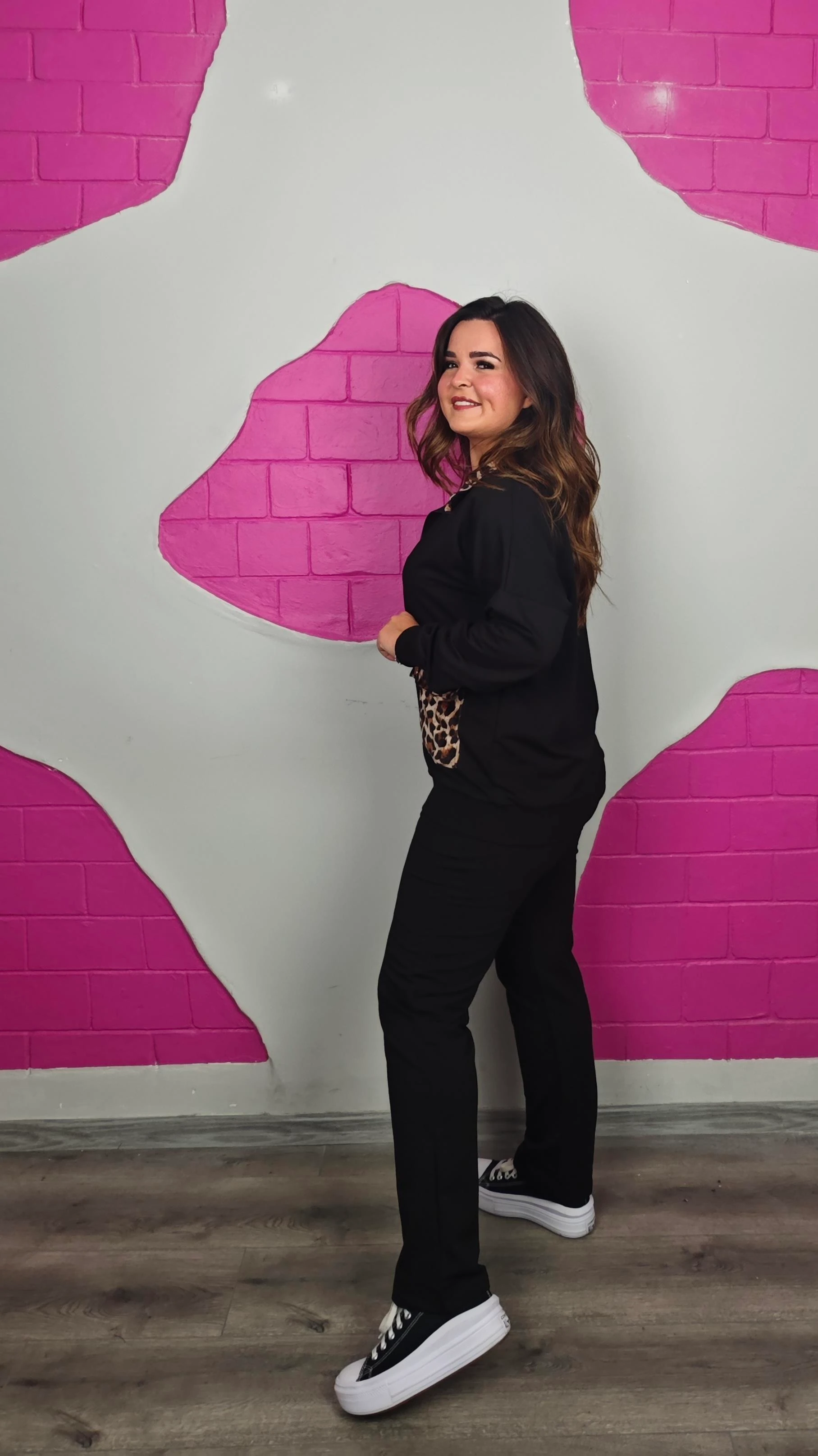 BÜYÜK BEDEN LEOPAR CEP DETAYLI TAKIM