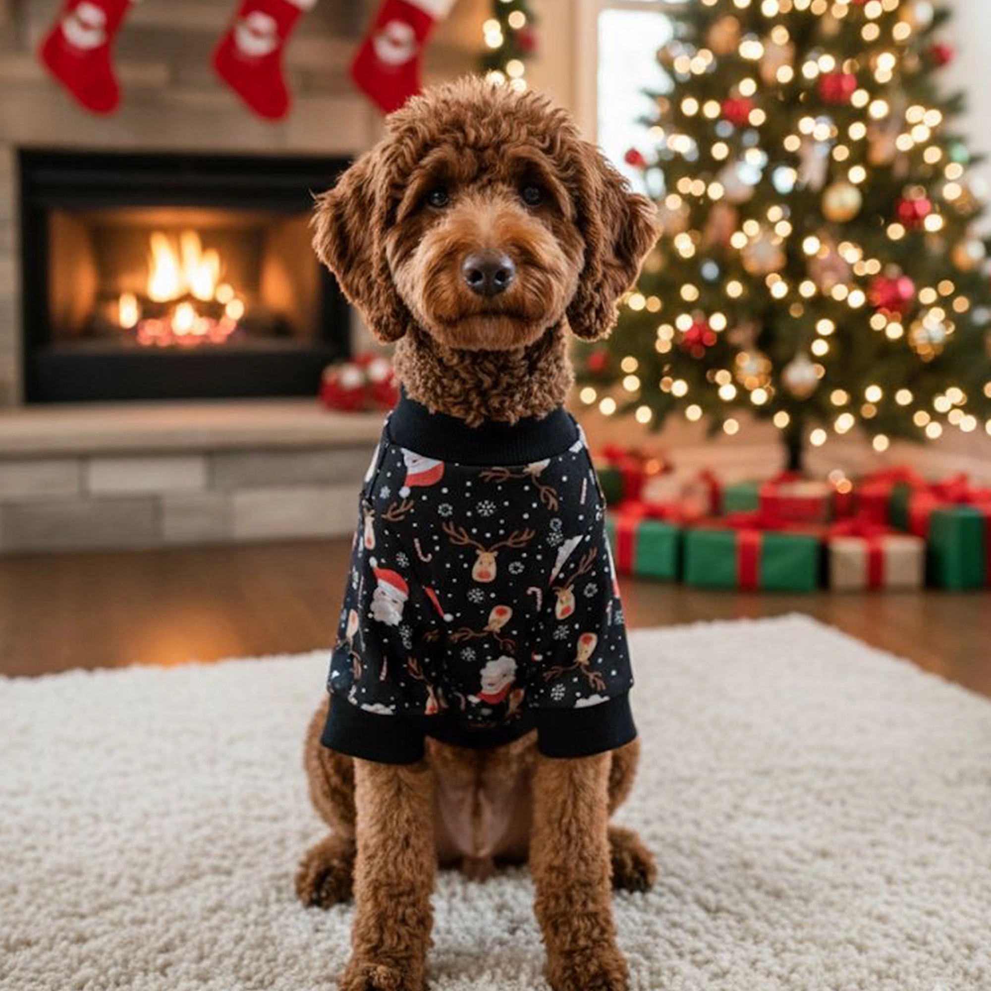 Yılbaşı Köpek Sweatshirt - Siyah Christmas